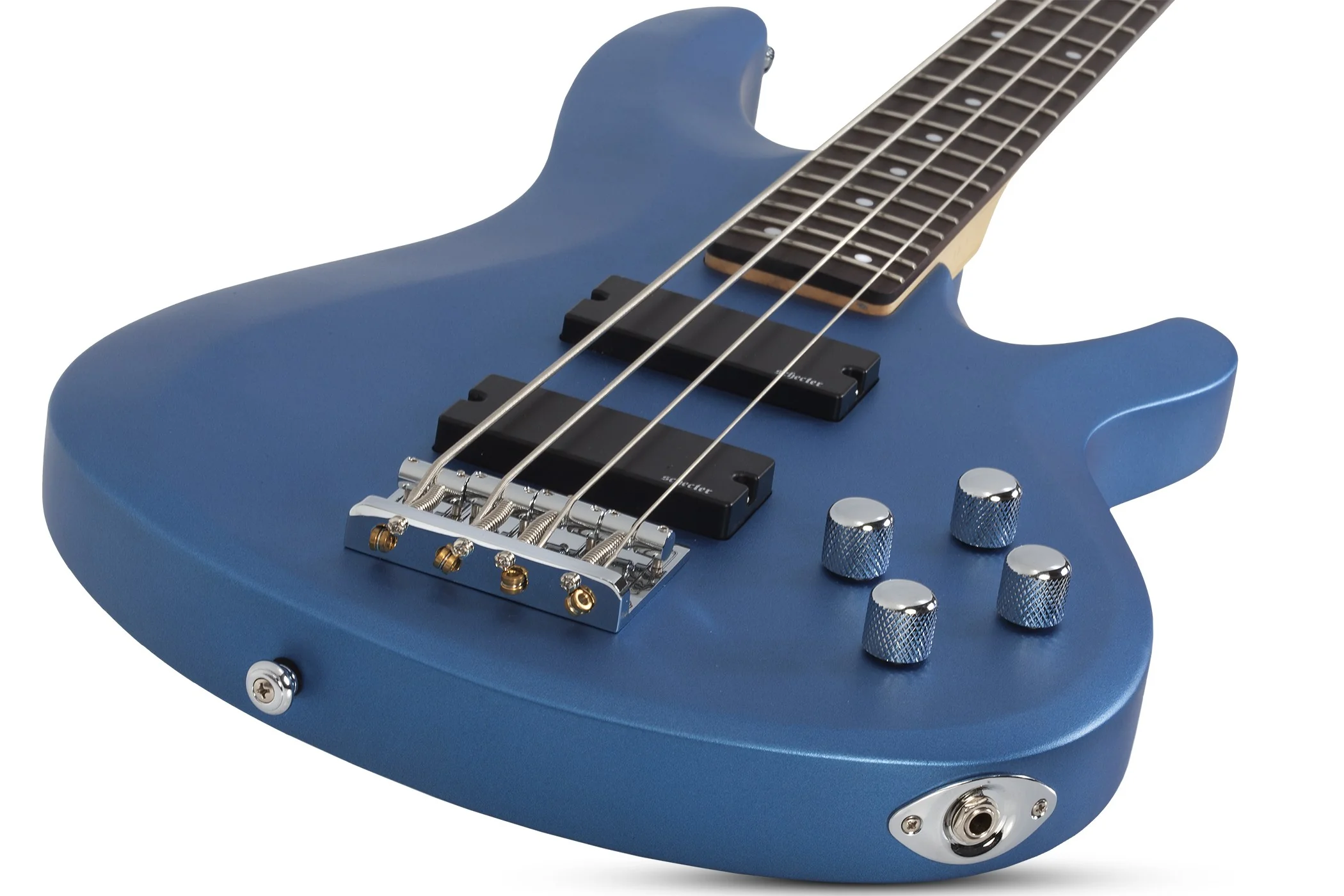 Schecter C-4 Deluxe Electric Bass Guitar - Satin Metallic Light Blue - Image 6