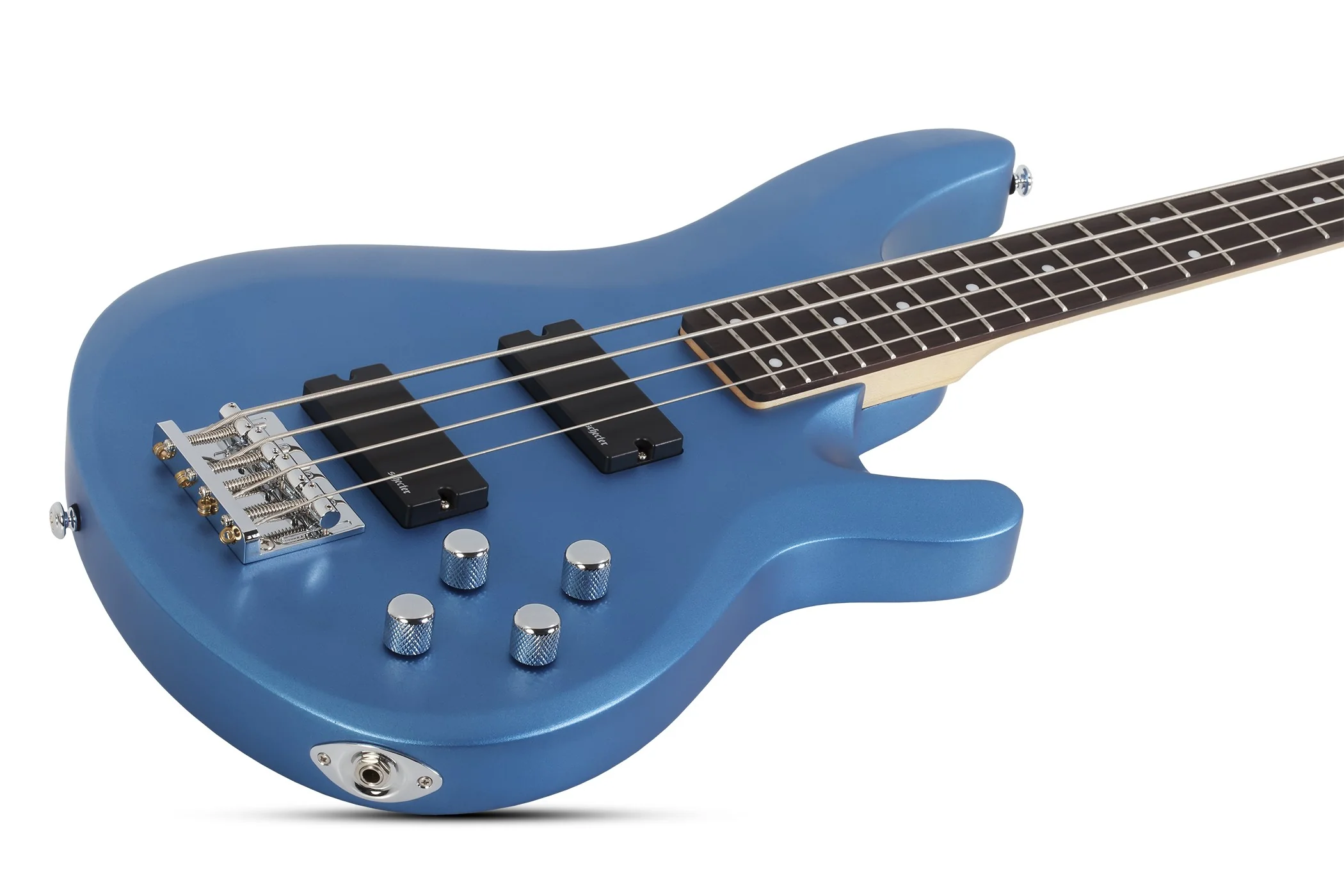 Schecter C-4 Deluxe Electric Bass Guitar - Satin Metallic Light Blue - Image 7
