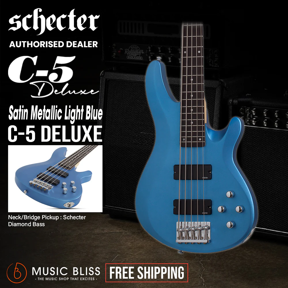 Schecter C-5 Deluxe Electric Bass Guitar - Satin Metallic Light Blue