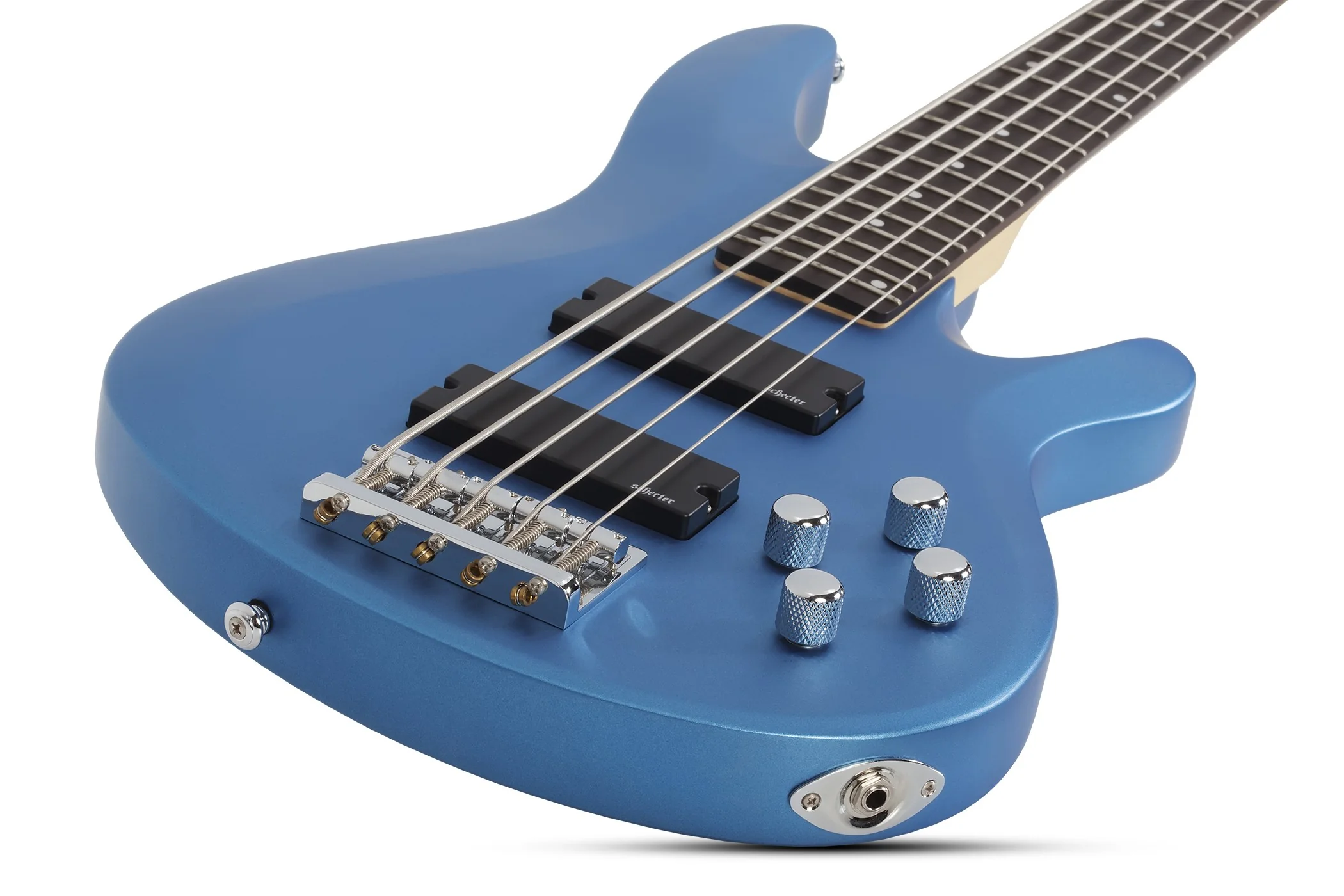 Schecter C-5 Deluxe Electric Bass Guitar - Satin Metallic Light Blue - Image 3