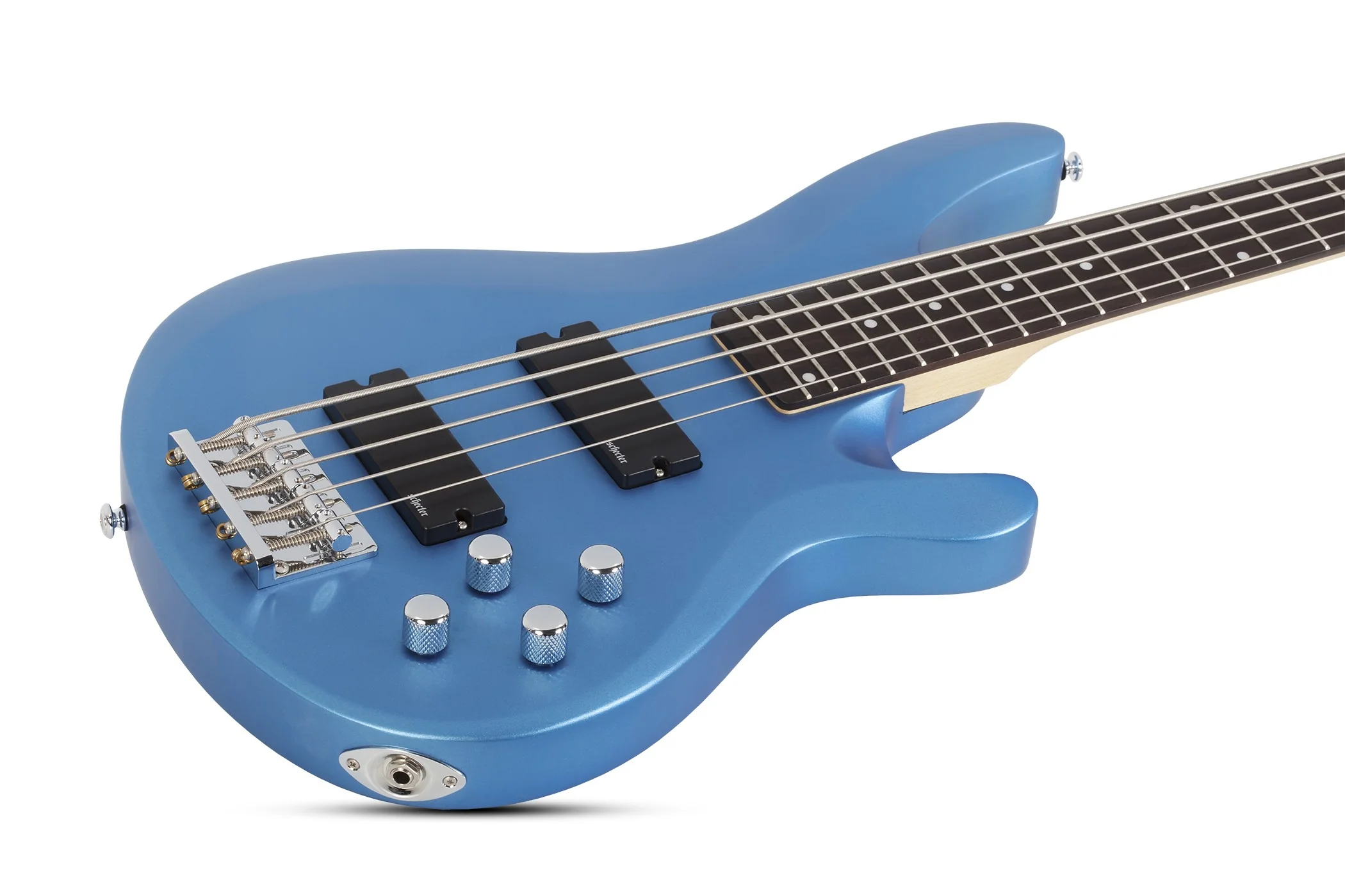 Schecter C-5 Deluxe Electric Bass Guitar - Satin Metallic Light Blue - Image 5