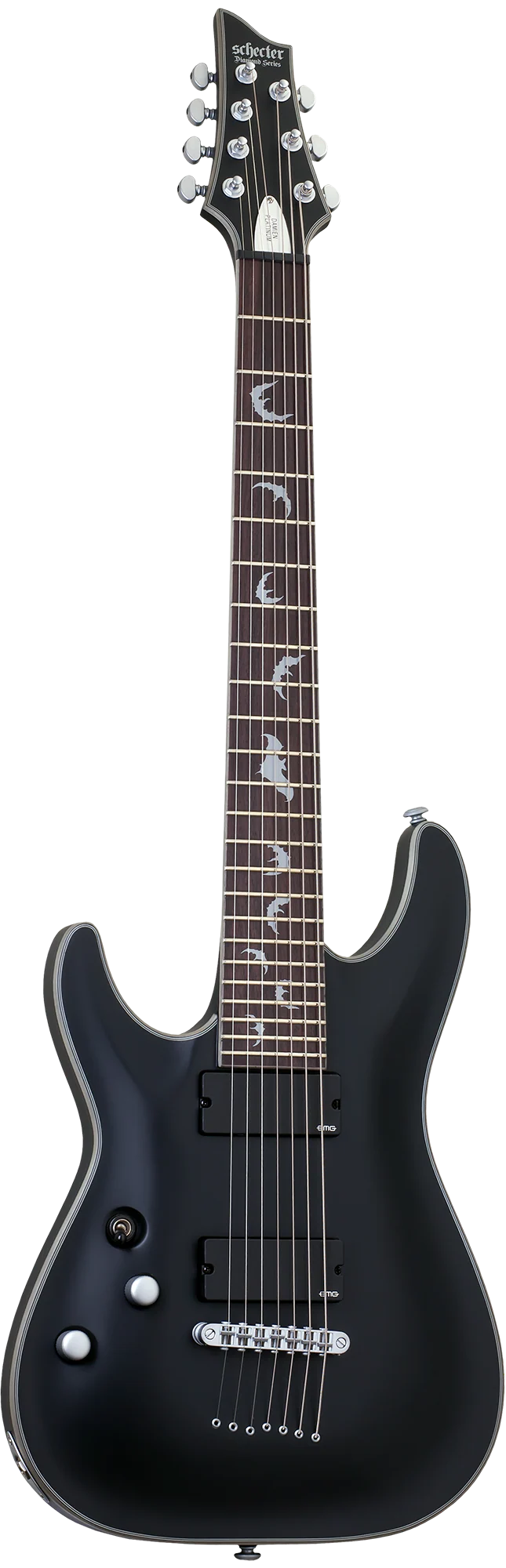 Schecter Damien Platinum-7 Left-Handed Electric Guitar - Satin Black - Image 2