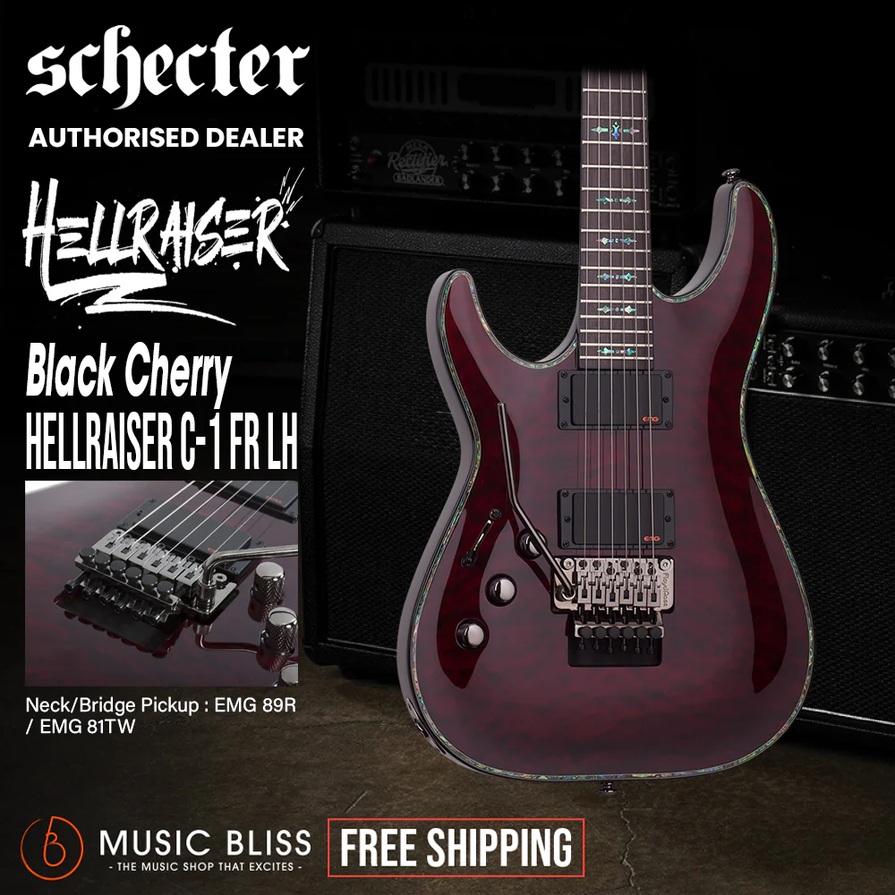 Schecter Hellraiser C-1 FR Left-Handed Electric Guitar - Black Cherry