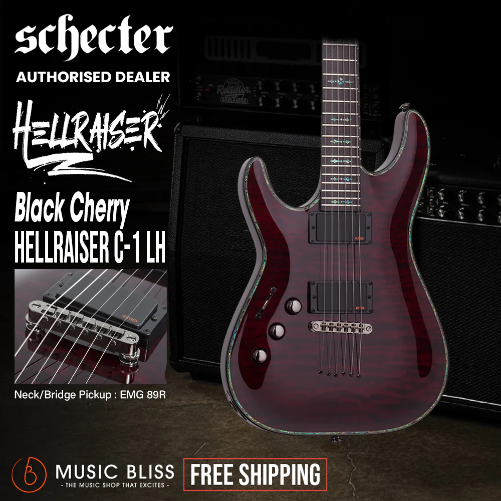 Schecter Hellraiser C-1 Left-Handed Electric Guitar - Black Cherry