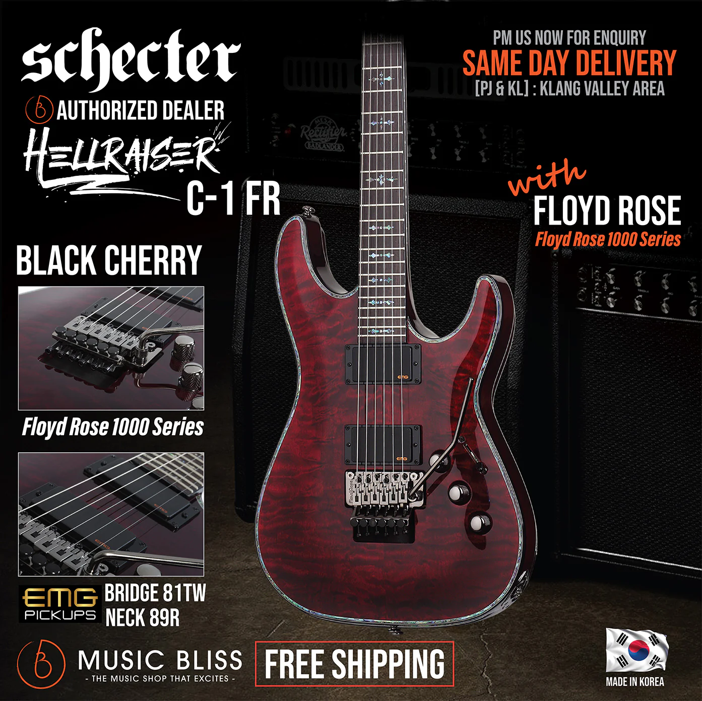 Schecter Hellraiser C-1 with EMG & Floyd Rose - Black Cherry [MIK]