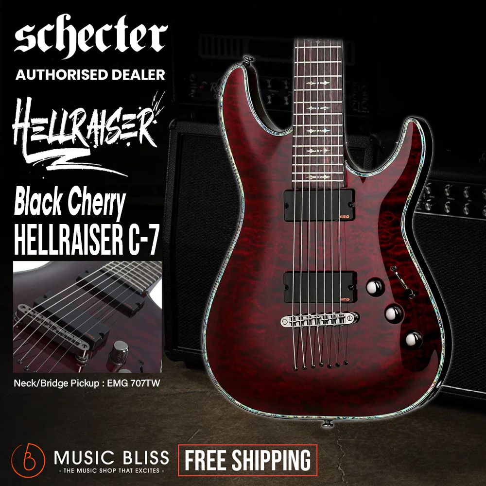 Schecter Hellraiser C-7 Electric Guitar - Black Cherry