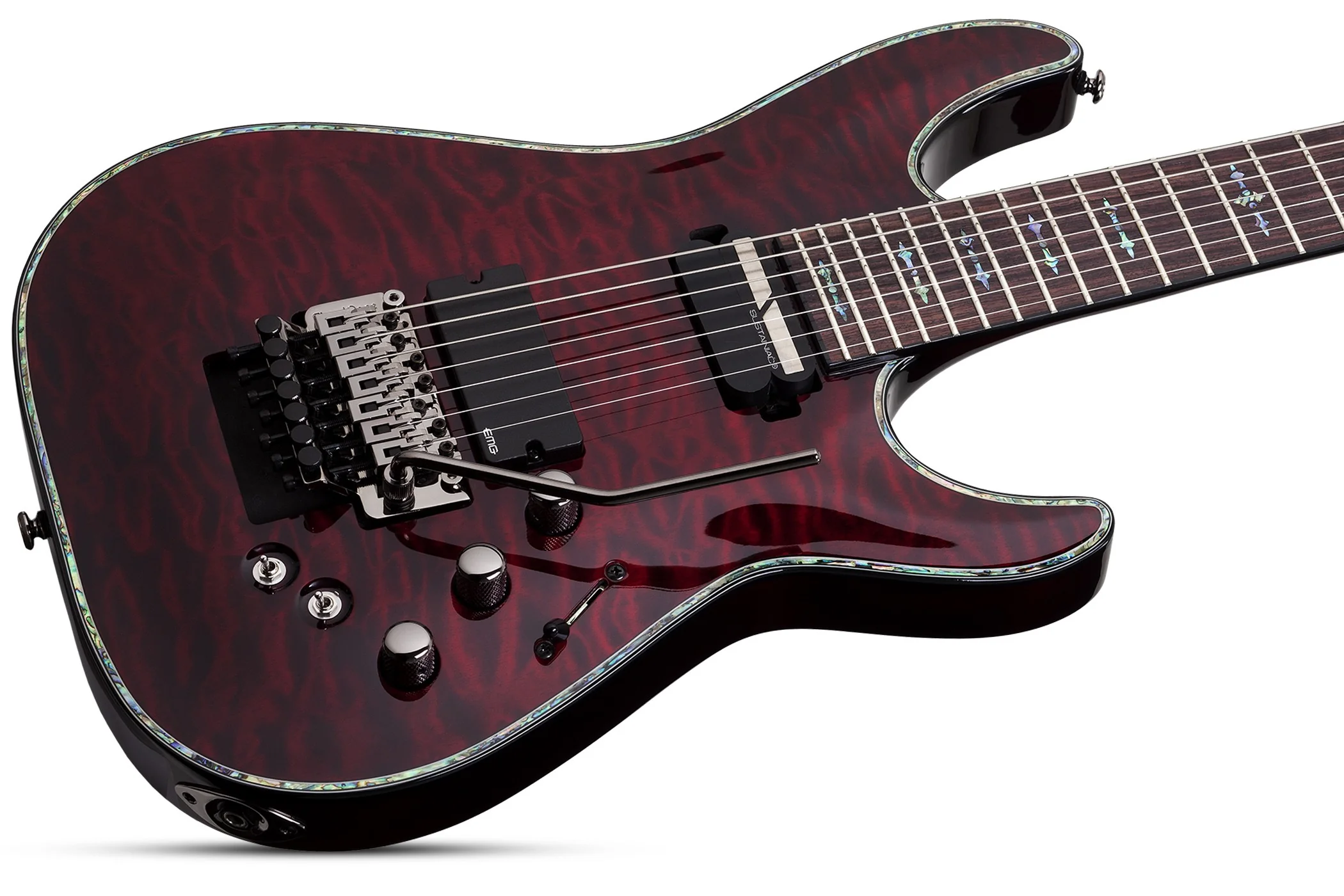Schecter Hellraiser C-7 FR S Left-Handed Electric Guitar - Black Cherry - Image 4