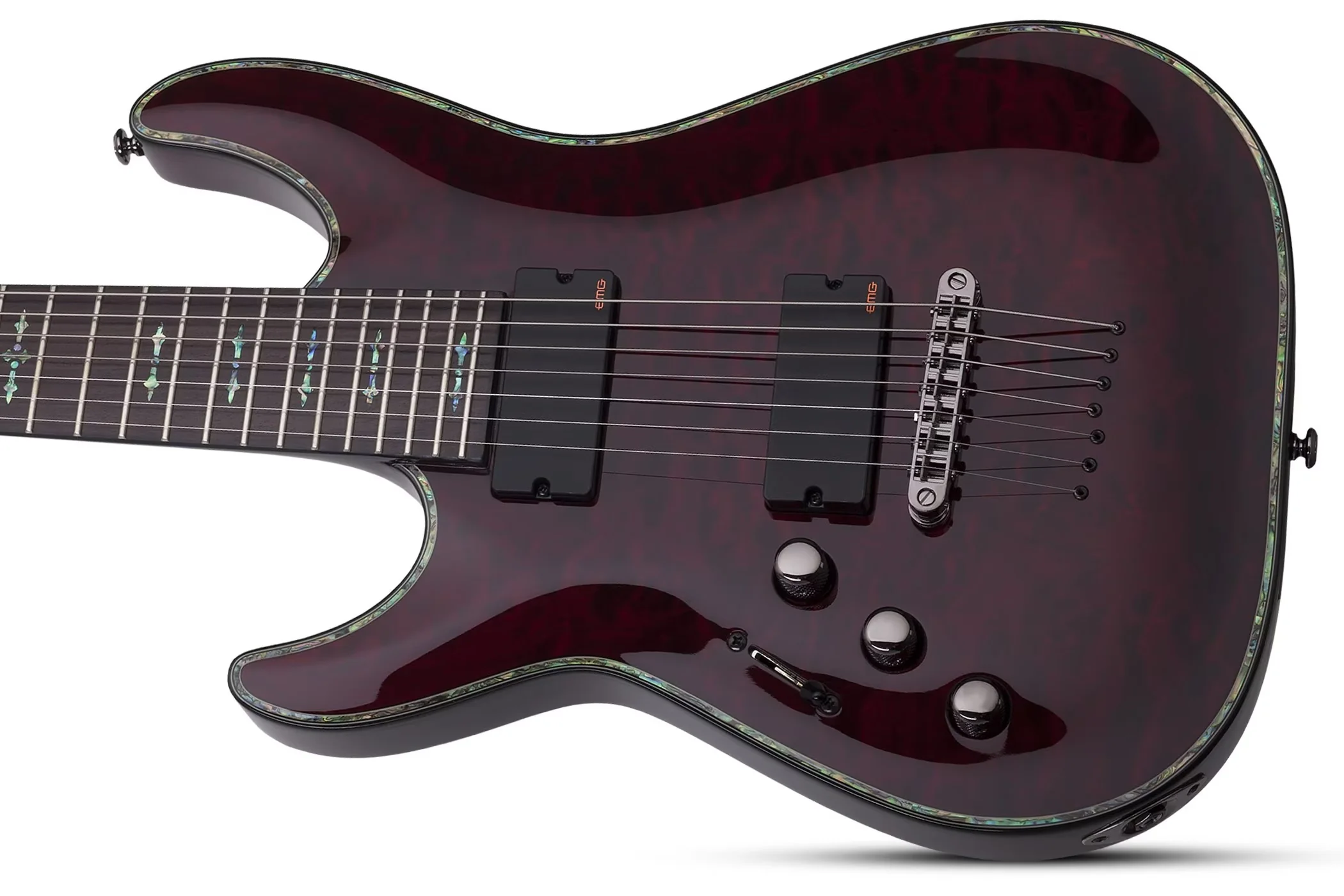 Schecter Hellraiser C-7 Left-Handed Electric Guitar - Black Cherry - Image 3