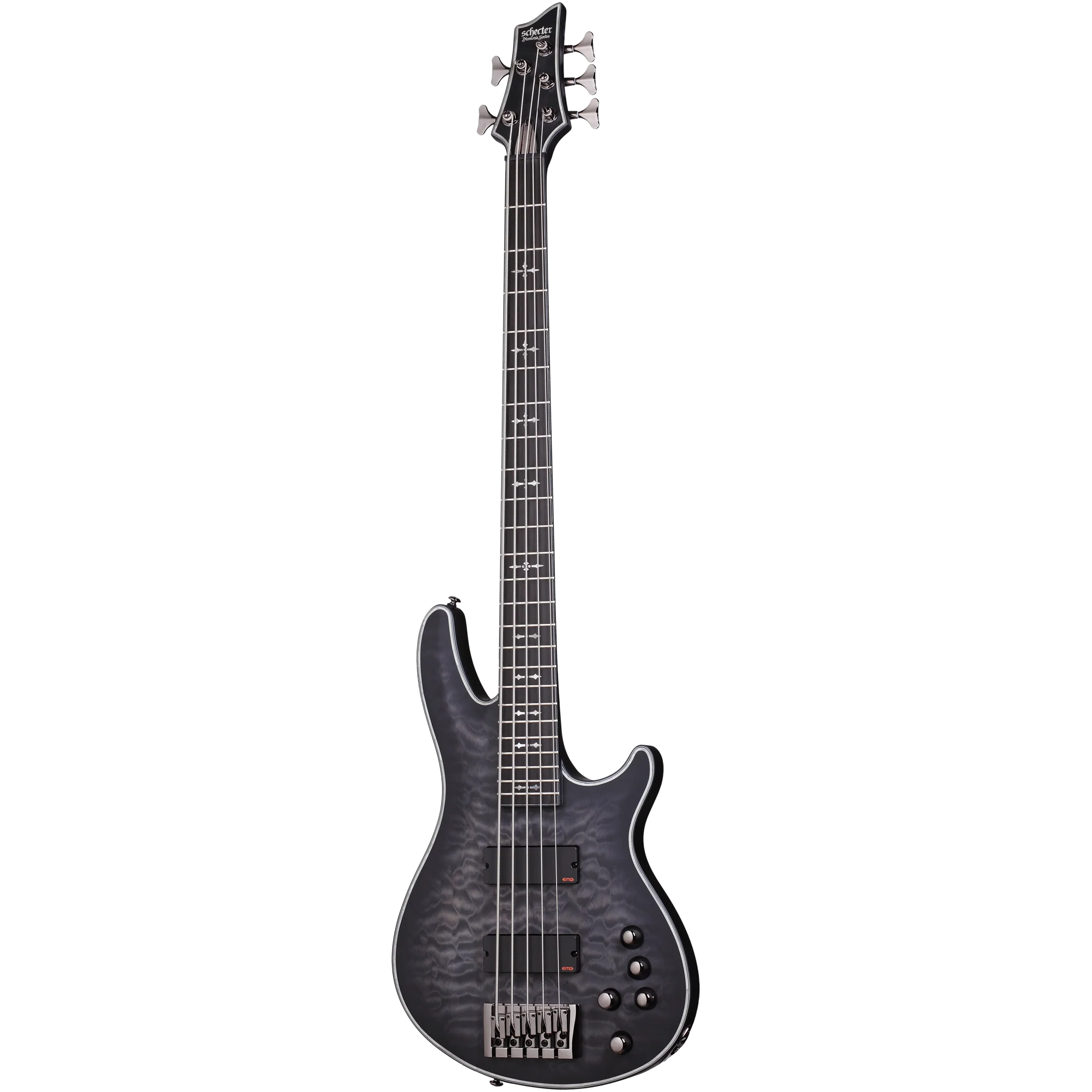 Schecter Hellraiser Extreme-5 Electric Bass Guitar - See-Thru Black Satin - Image 2