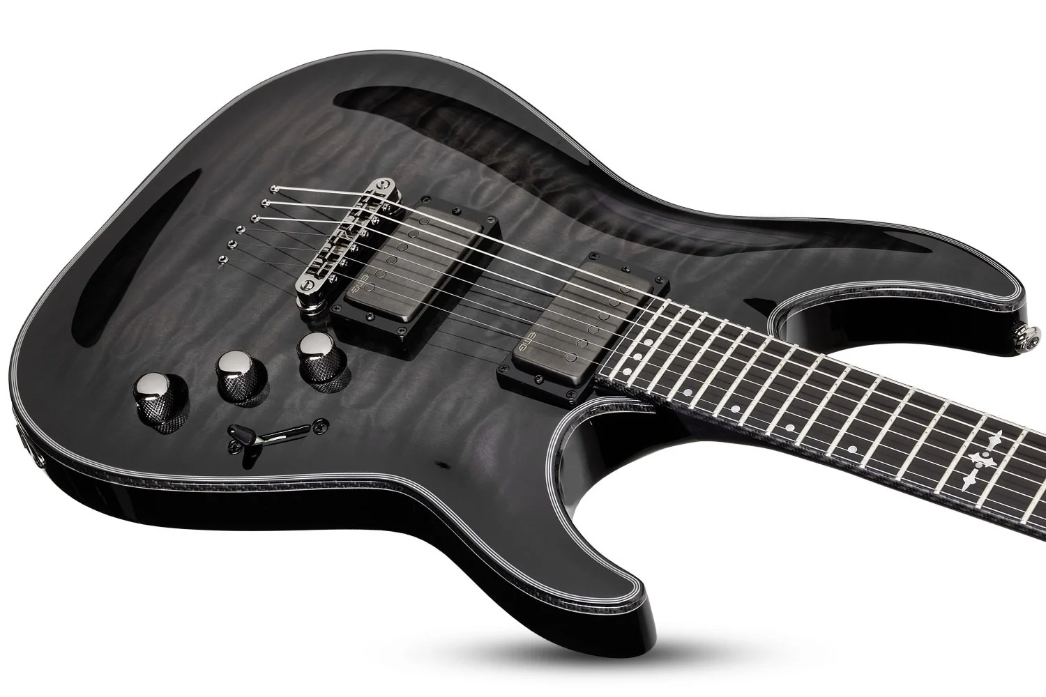 Schecter Hellraiser Hybrid C-1 Electric Guitar - Trans Black Burst - Image 3