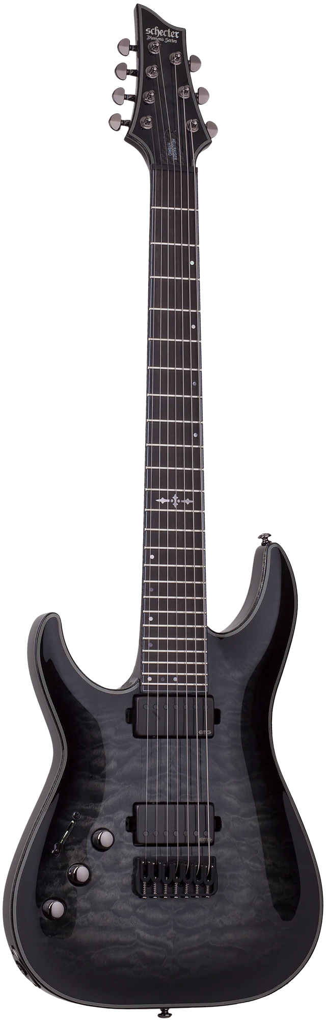Schecter Hellraiser Hybrid C-7 Left-Handed Electric Guitar - Trans Black Burst - Image 2