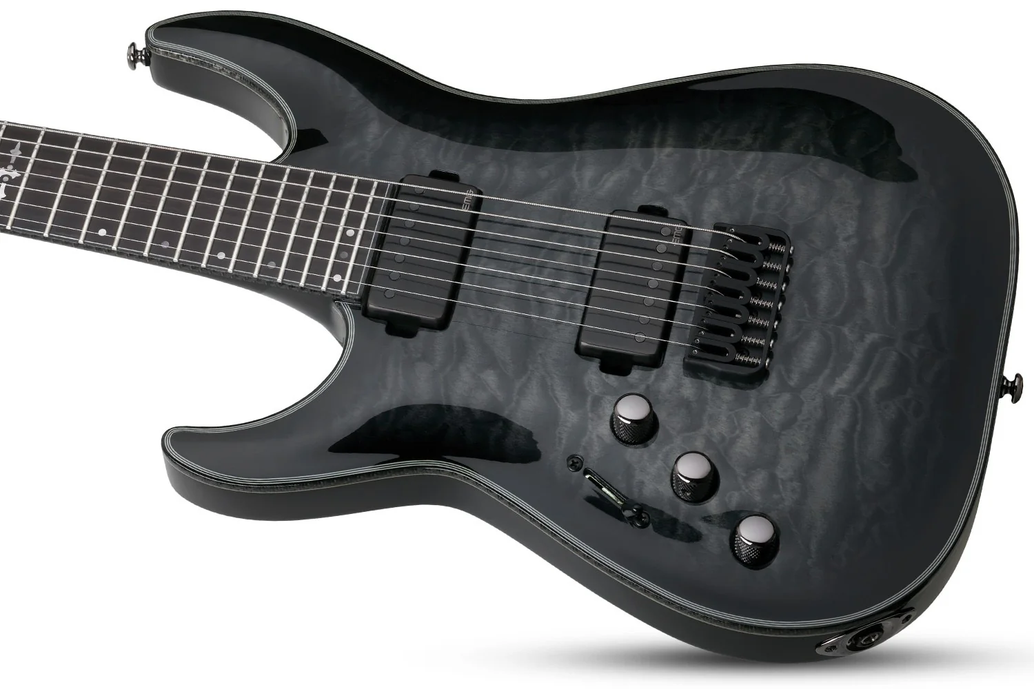 Schecter Hellraiser Hybrid C-7 Left-Handed Electric Guitar - Trans Black Burst - Image 3