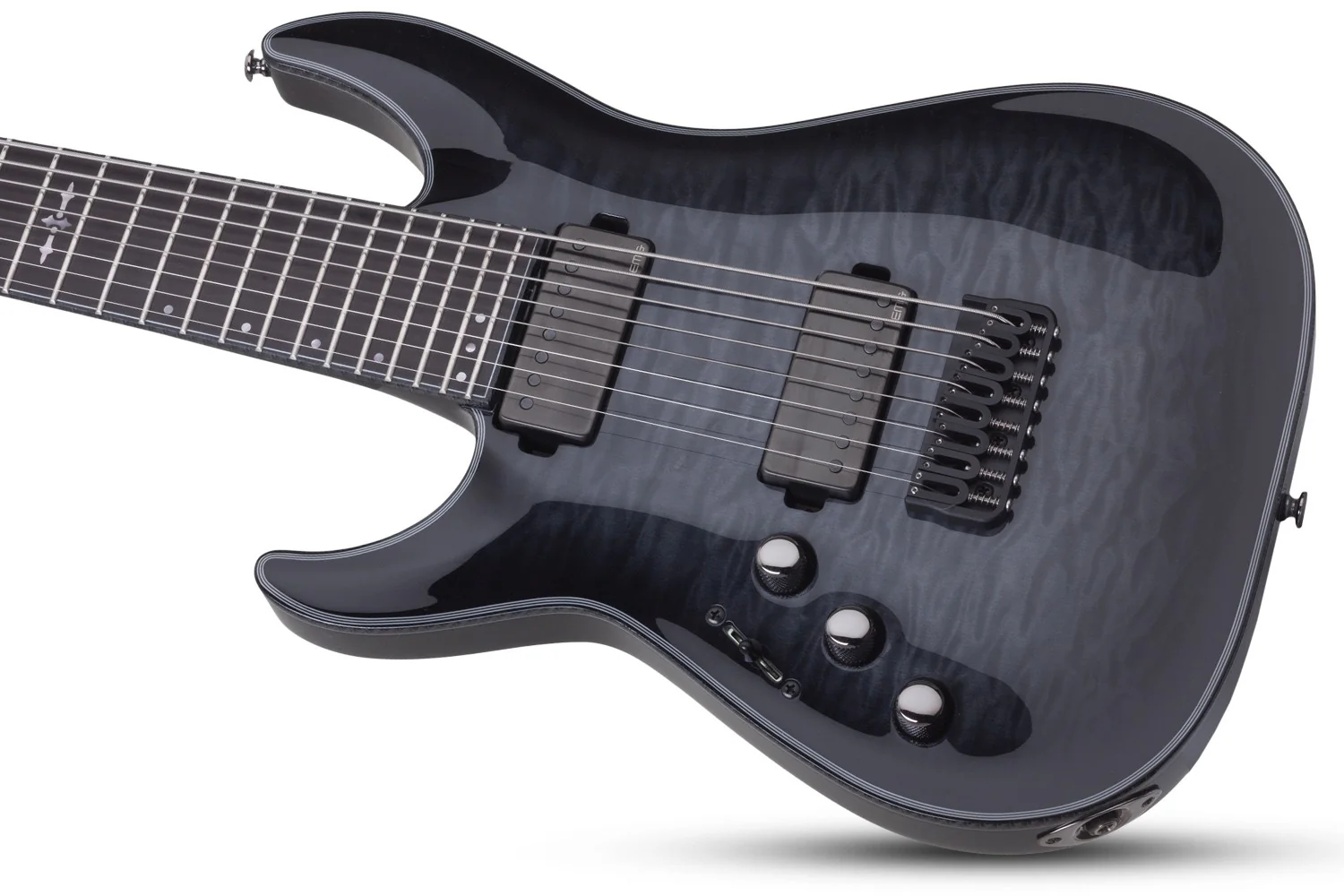 Schecter Hellraiser Hybrid C-8 Left-Handed Electric Guitar - Trans Black Burst - Image 7