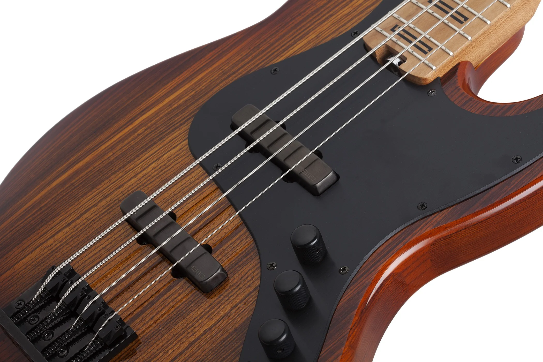 Schecter J-4 Exotic Electric Bass Guitar - Faded Vintage Sunburst - Image 6