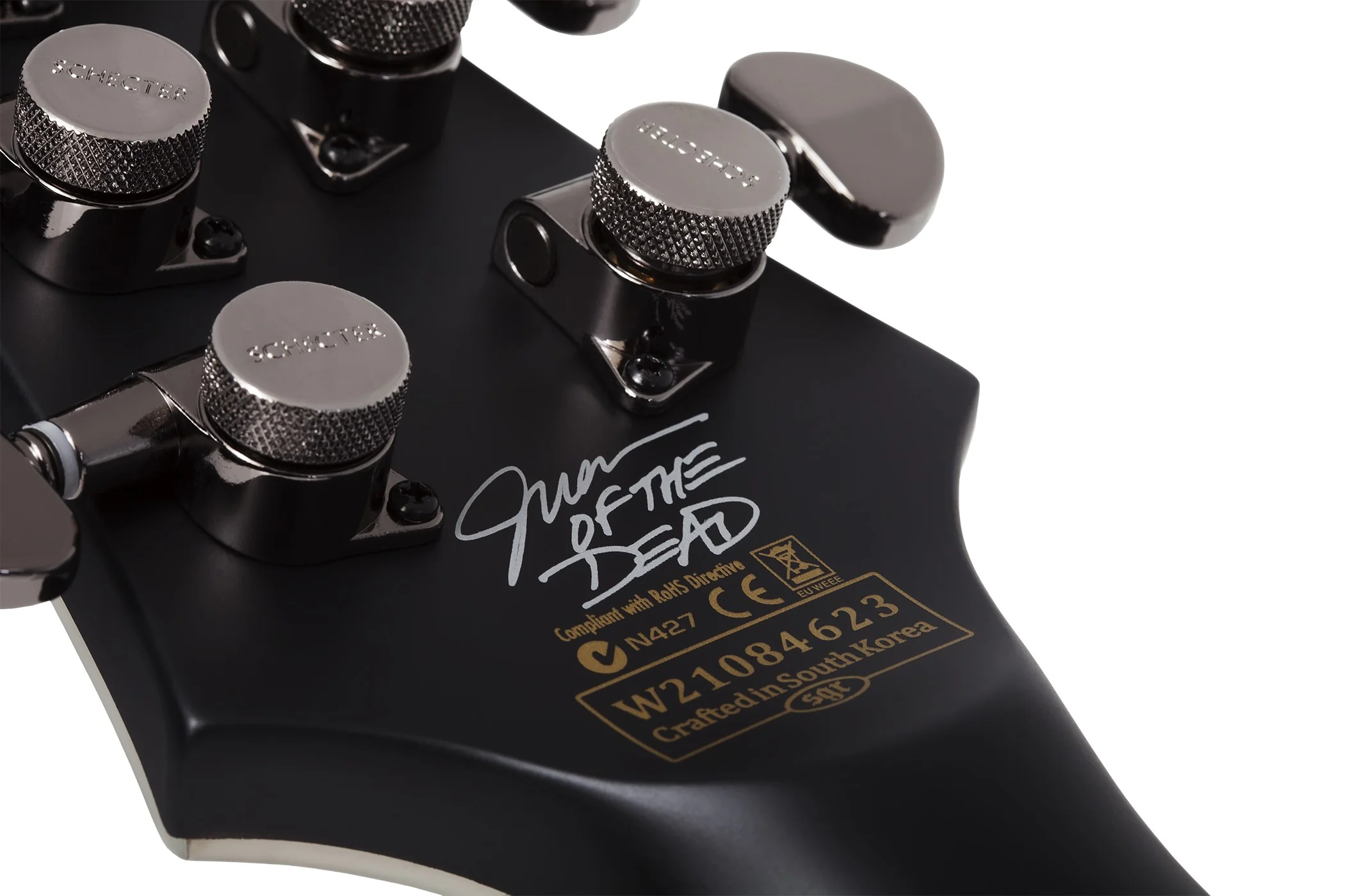Schecter Juan Of The Dead V-1 Electric Guitar - Satin Black Reign - Image 8