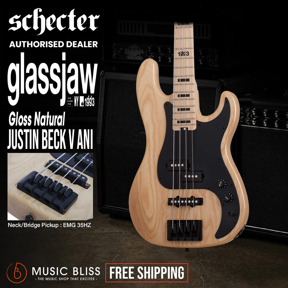 Schecter Justin Beck V Ani Electric Bass Guitar - Gloss Natural