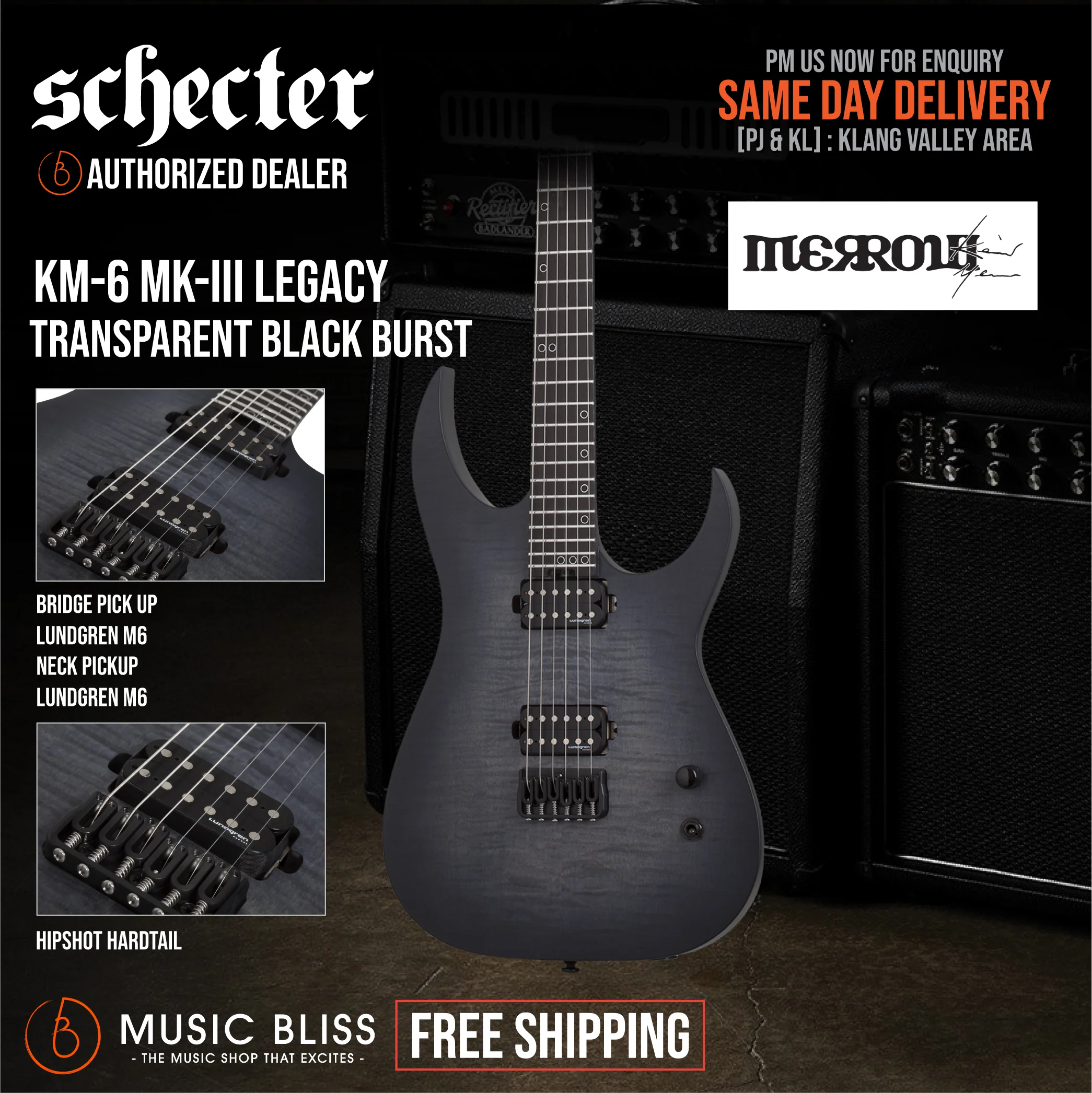 Schecter Keith Merrow KM-6 MK-III Legacy Electric Guitar - Transparent Black Burst