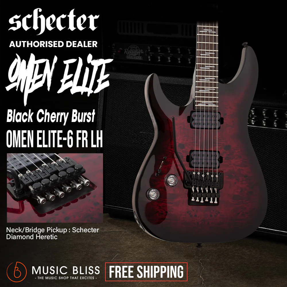 Schecter Omen Elite-6 FR Left-Handed Electric Guitar - Black Cherry Burst
