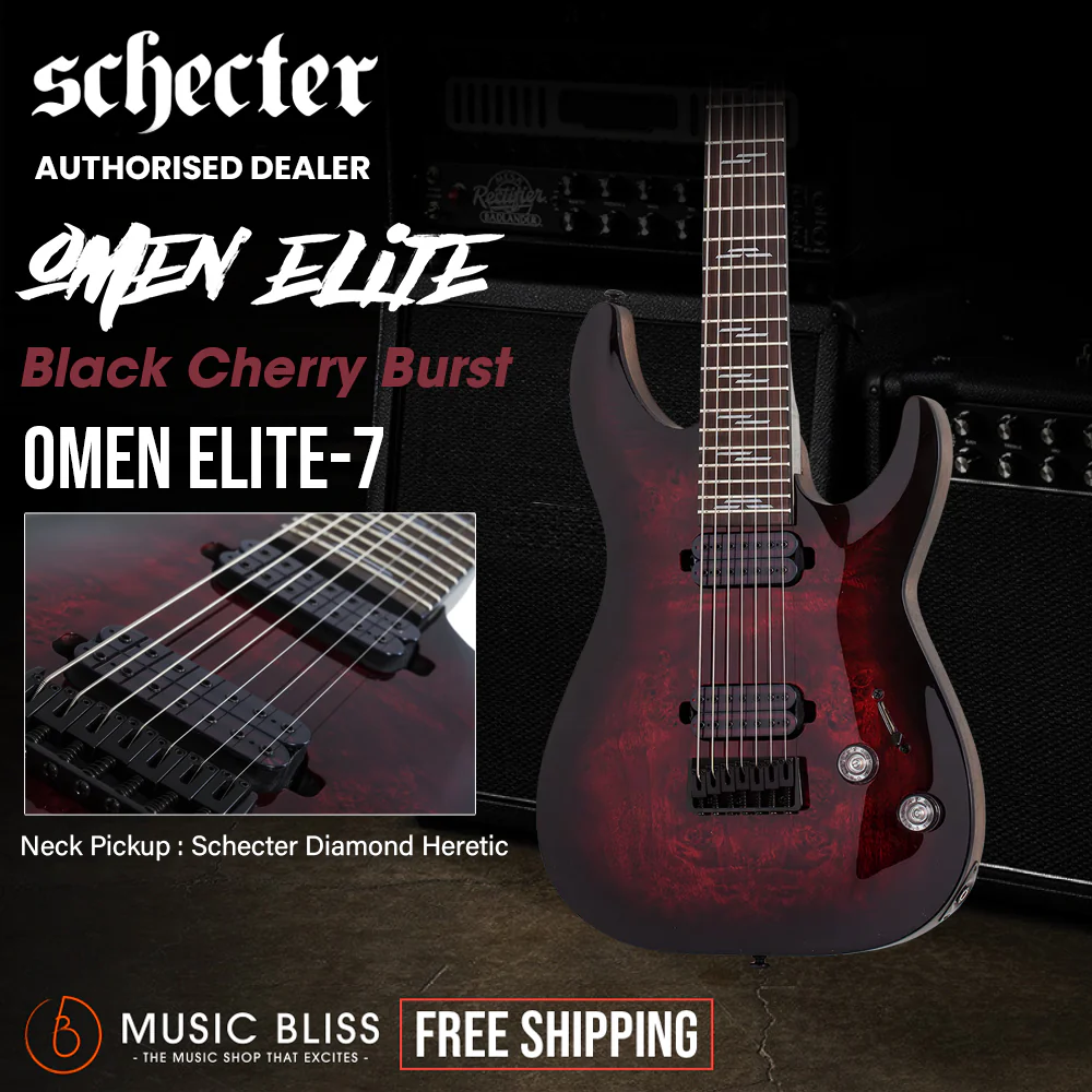 Schecter Omen Elite-7 Electric Guitar - Black Cherry Burst