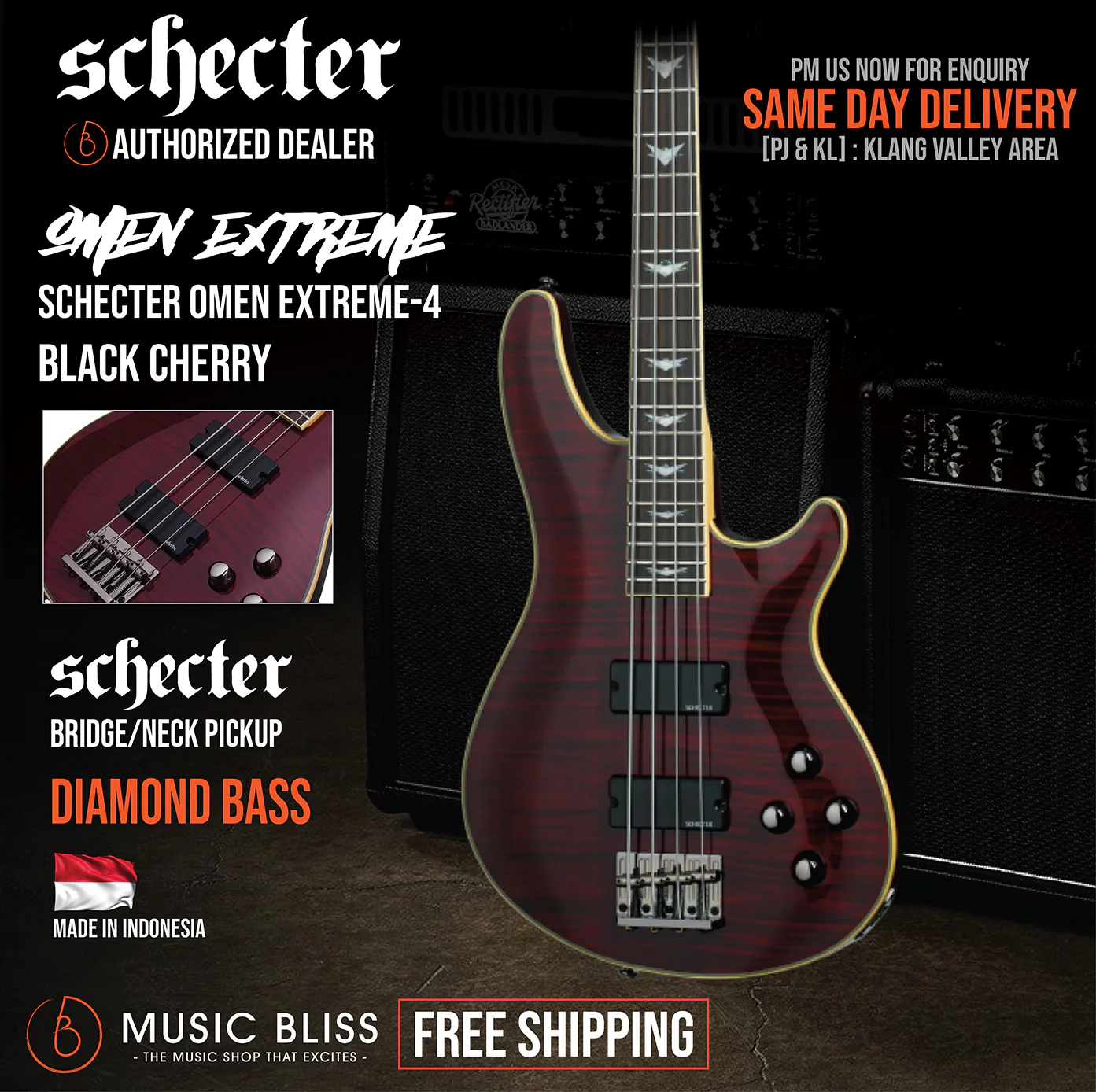 Schecter Omen Extreme-4 Electric Bass Guitar - Black Cherry [MII]