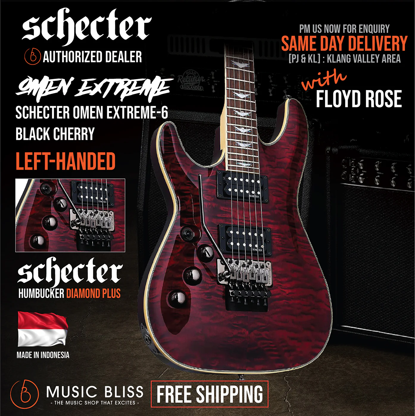 Schecter Omen Extreme-6 with Floyd Rose Left-Handed - Black Cherry [MII]