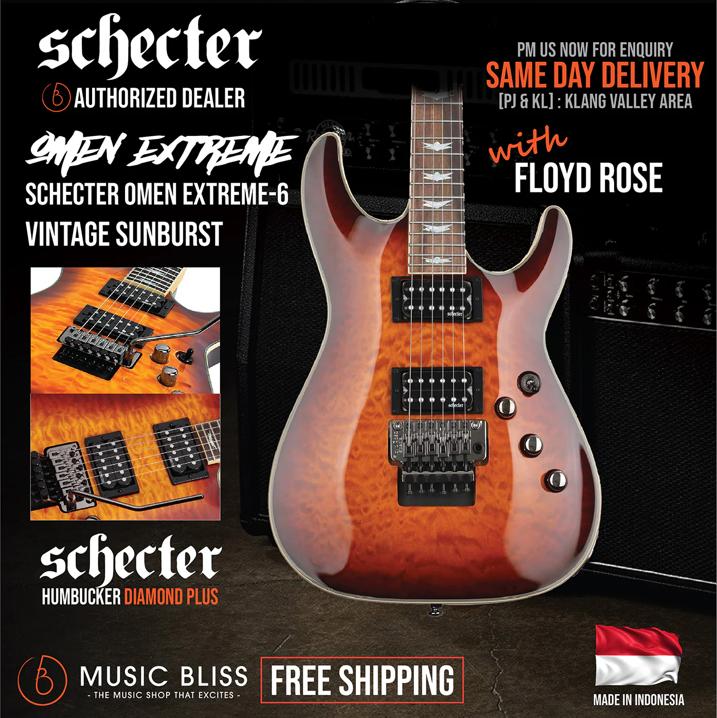 Schecter Omen Extreme-6 with Floyd Rose - Vintage Sunburst [MII]