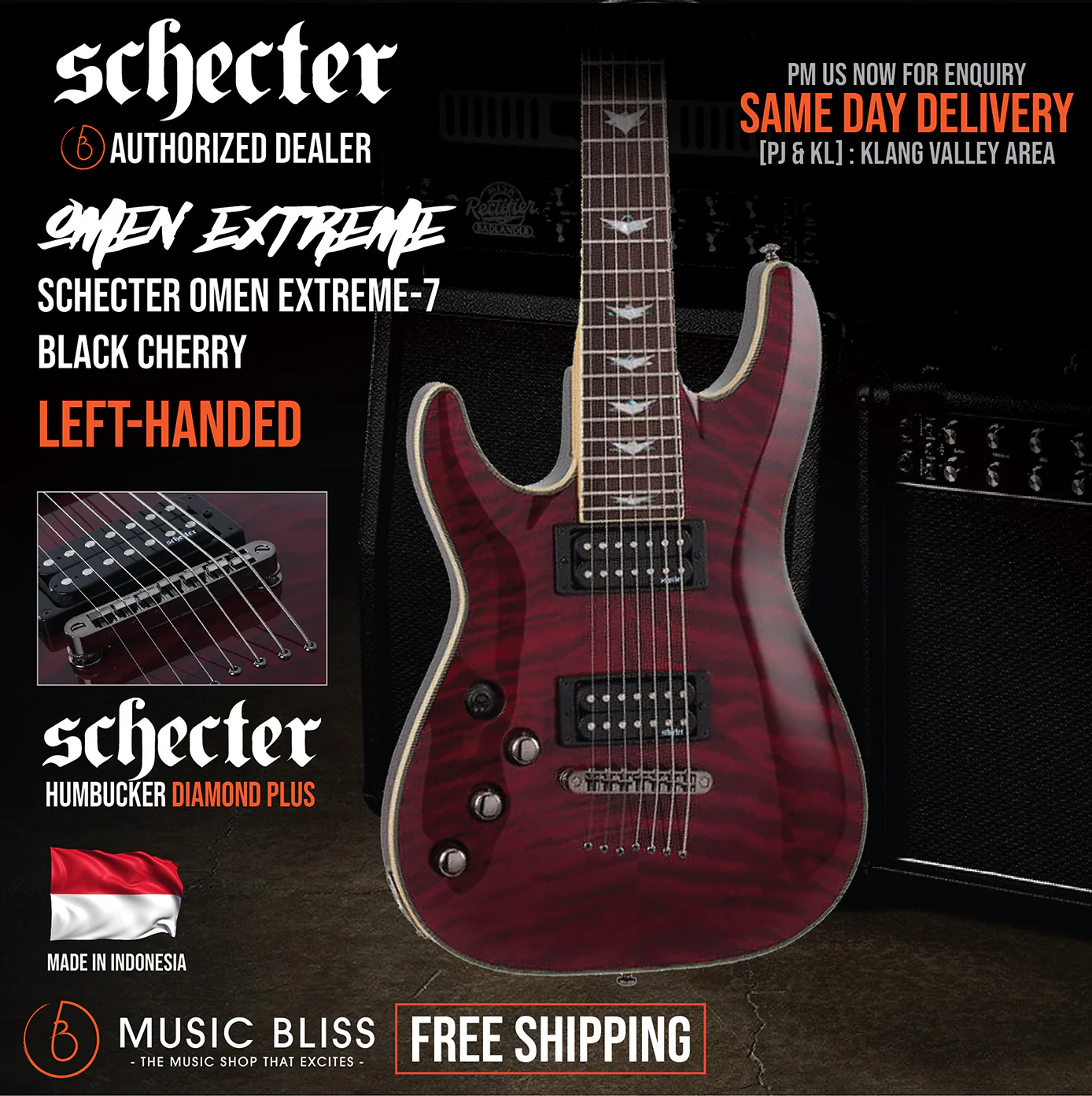 Schecter Omen Extreme-7 Left-Handed - Black Cherry [MII]