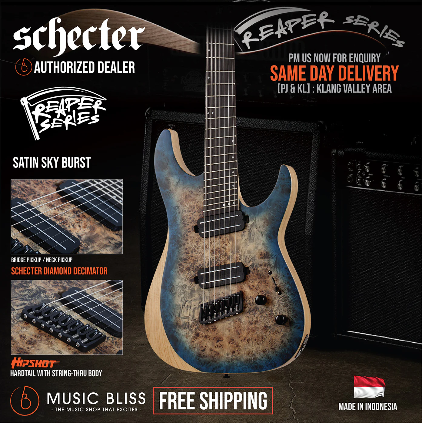 Schecter Reaper-7 Multiscale - Satin Sky Burst [MII]
