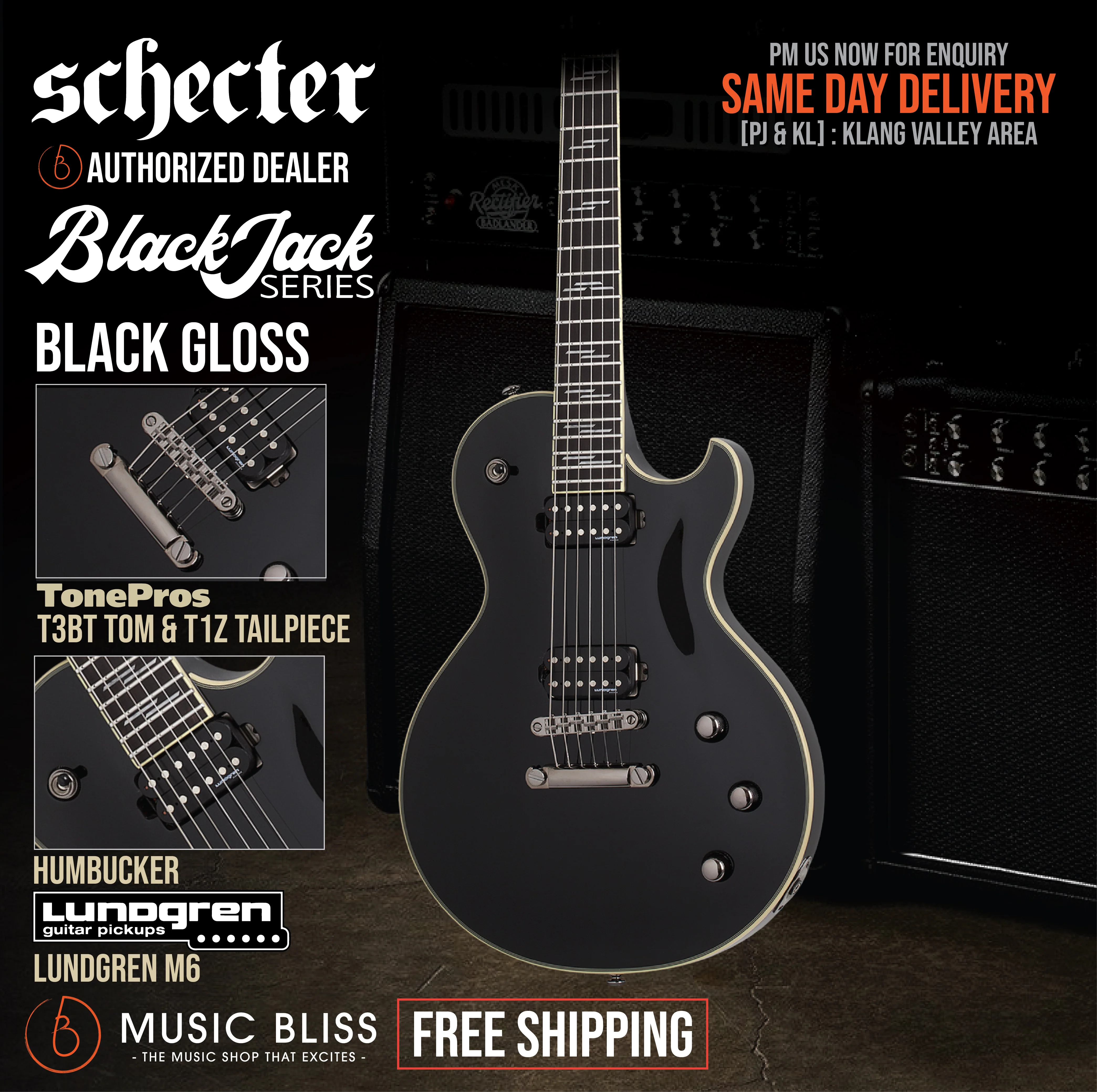 Schecter Solo-II Blackjack Electric Guitar - Black Gloss