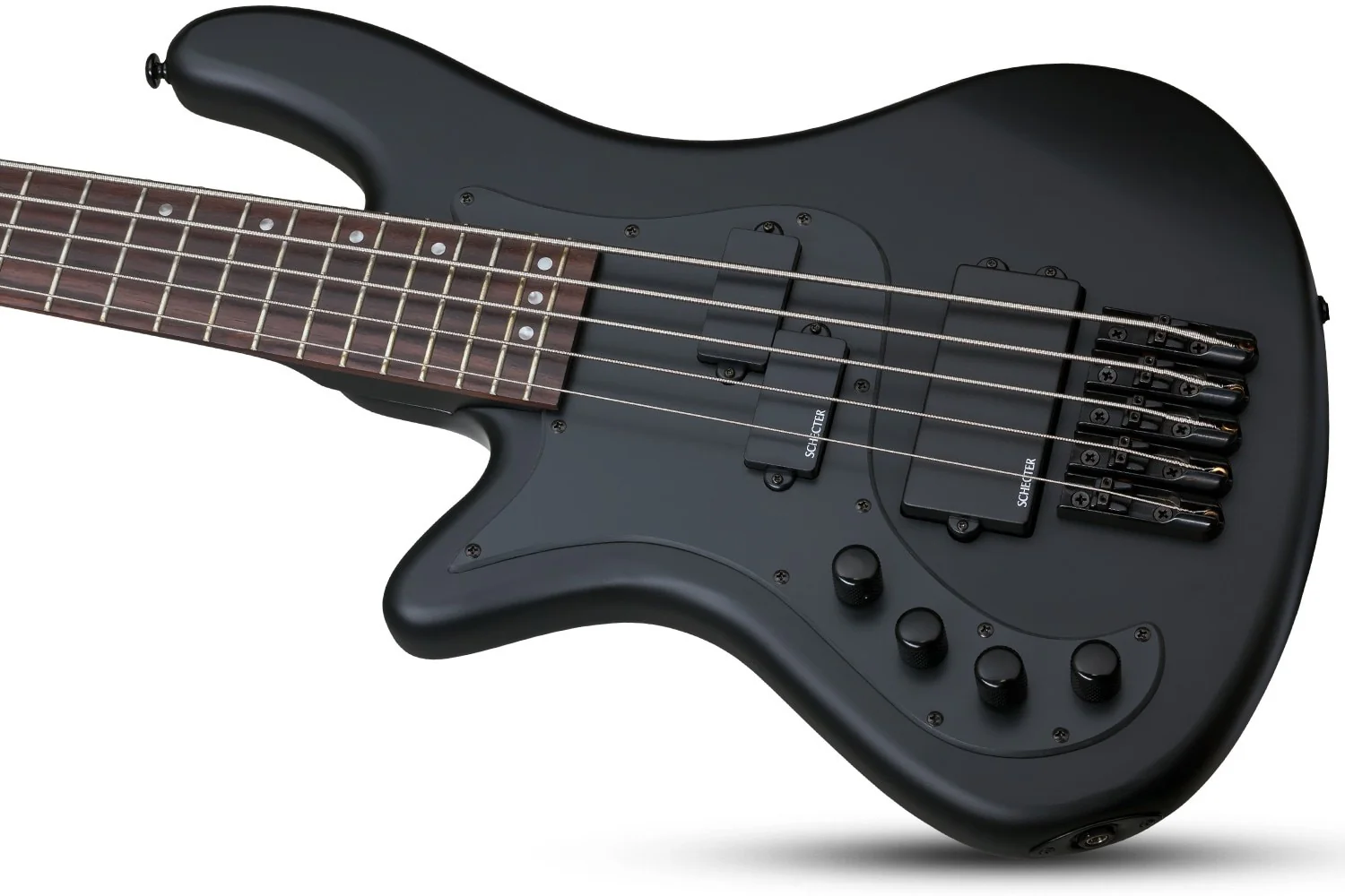 Schecter Stiletto Stealth-5 Left-Handed Electric Bass Guitar - Satin Black - Image 6
