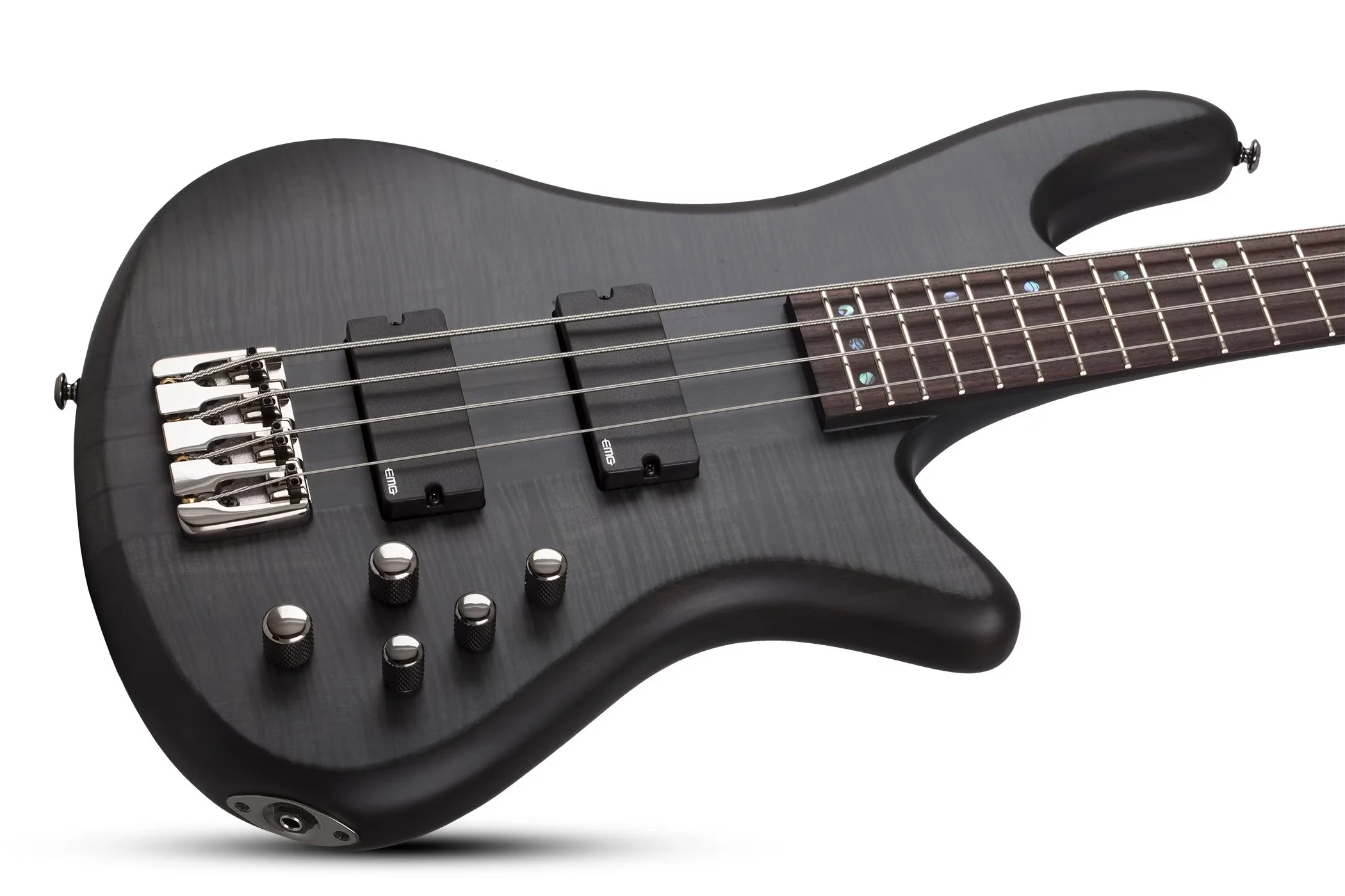 Schecter Stiletto Studio-4 Electric Bass Guitar - See-Thru Black Satin - Image 9