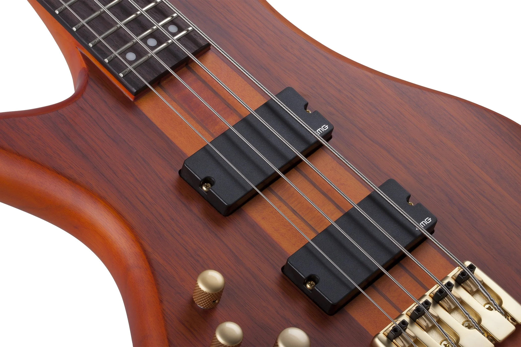 Schecter Stiletto Studio-4 Left-Handed Electric Bass Guitar - Honey Satin - Image 3