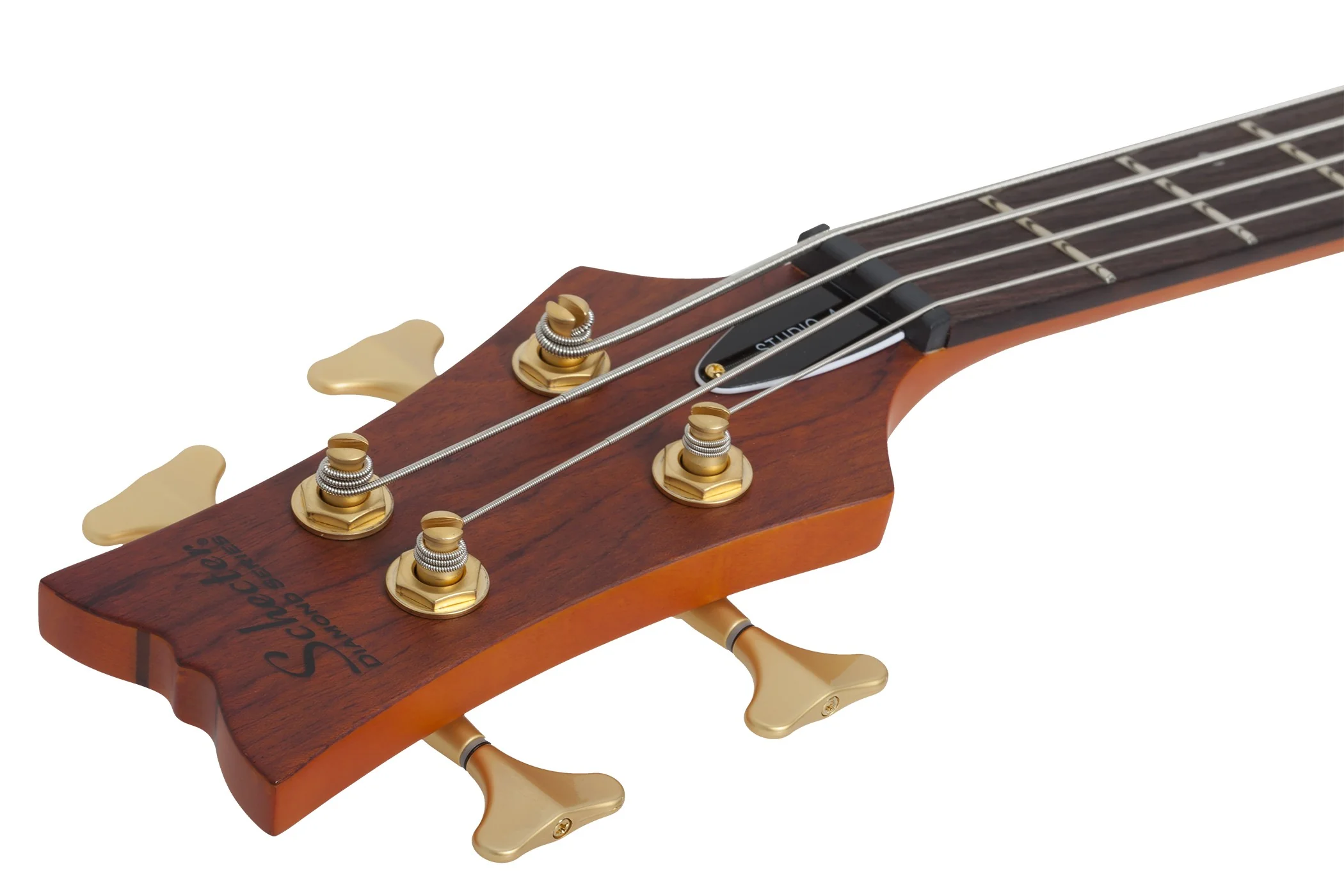 Schecter Stiletto Studio-4 Left-Handed Electric Bass Guitar - Honey Satin - Image 8