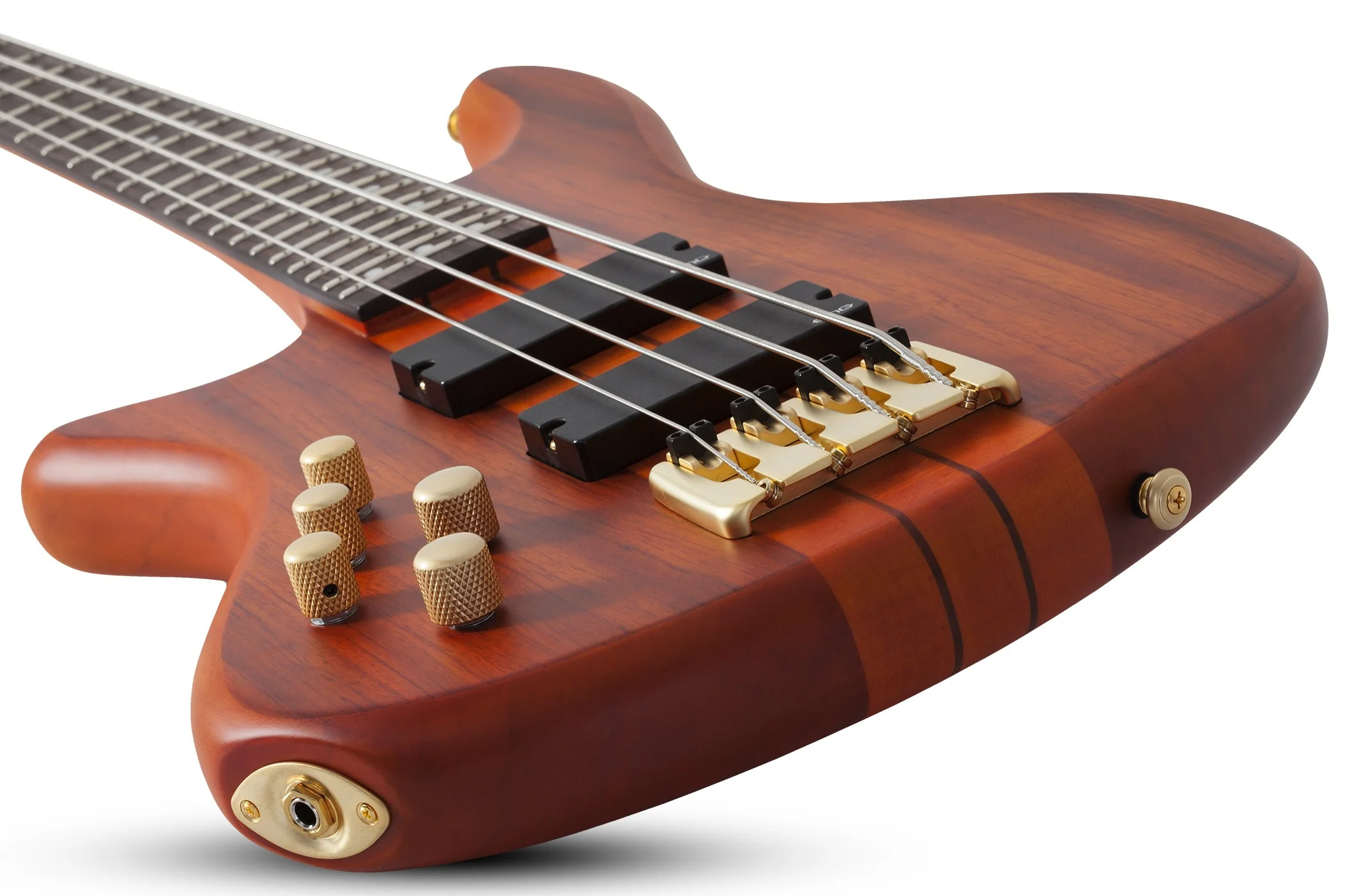 Schecter Stiletto Studio-4 Left-Handed Electric Bass Guitar - Honey Satin - Image 9