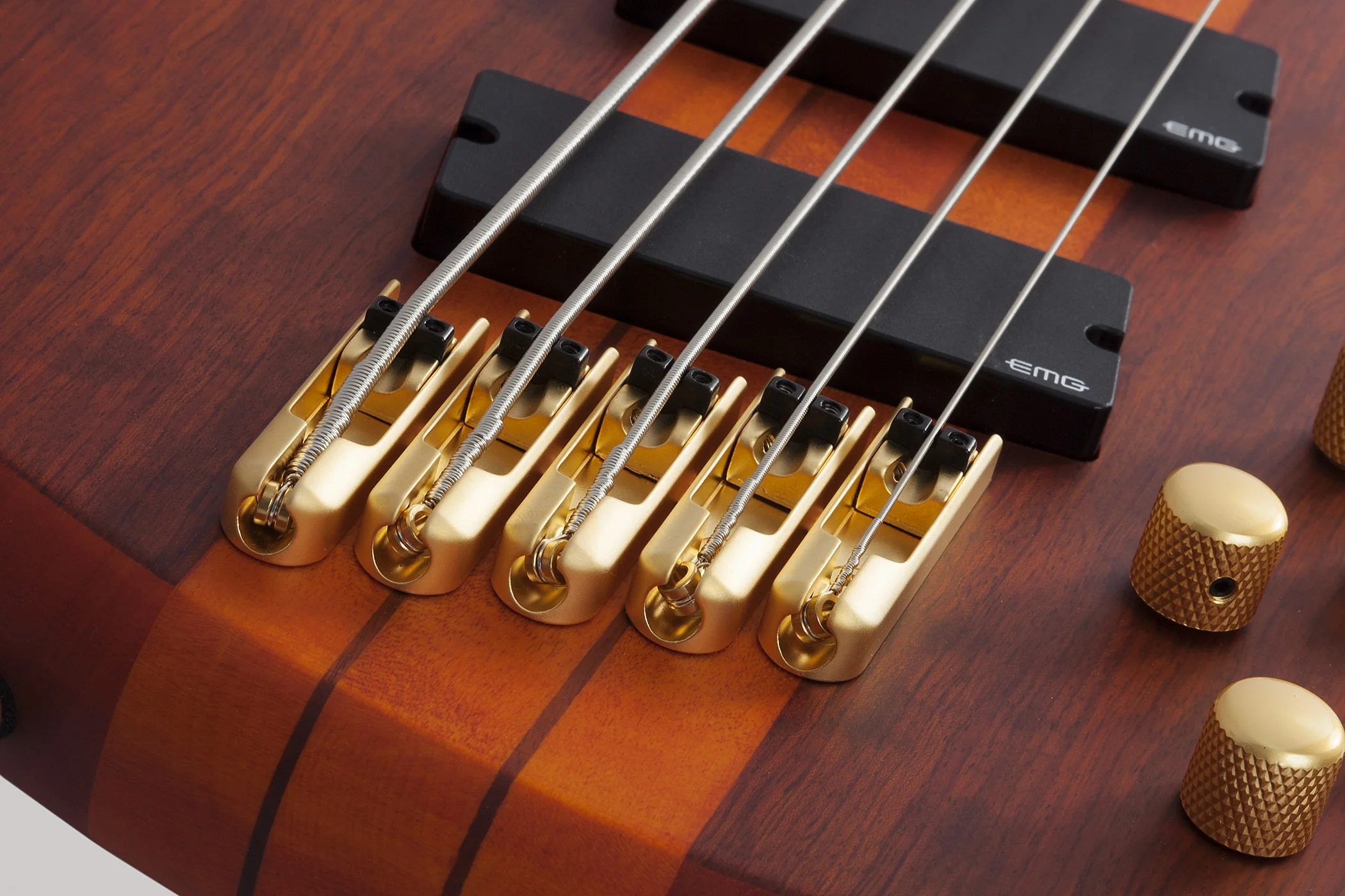 Schecter Stiletto Studio-5 FF Electric Bass Guitar - Honey Satin - Image 3