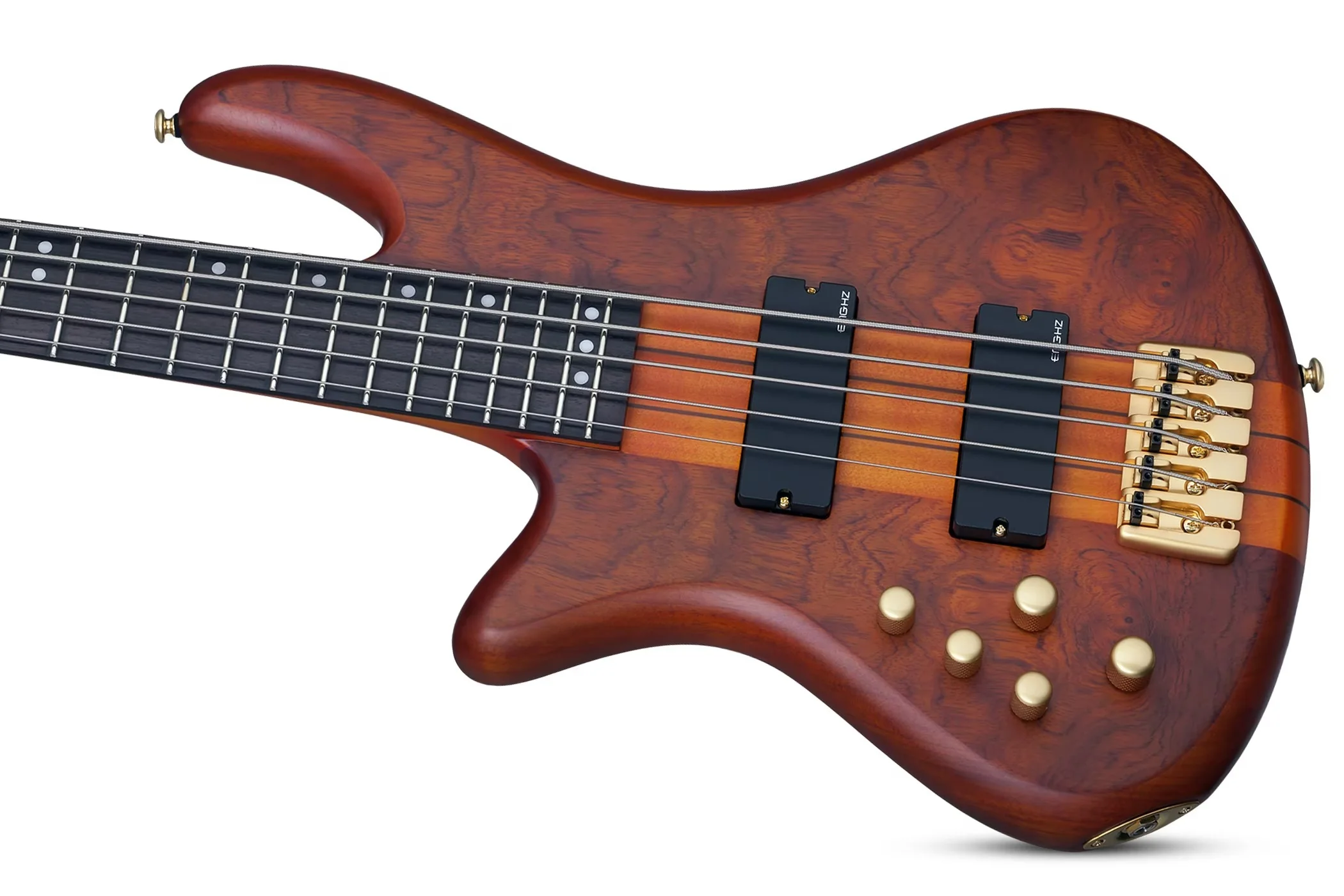 Schecter Stiletto Studio-5 Left-Handed Electric Bass Guitar - Honey Satin - Image 6