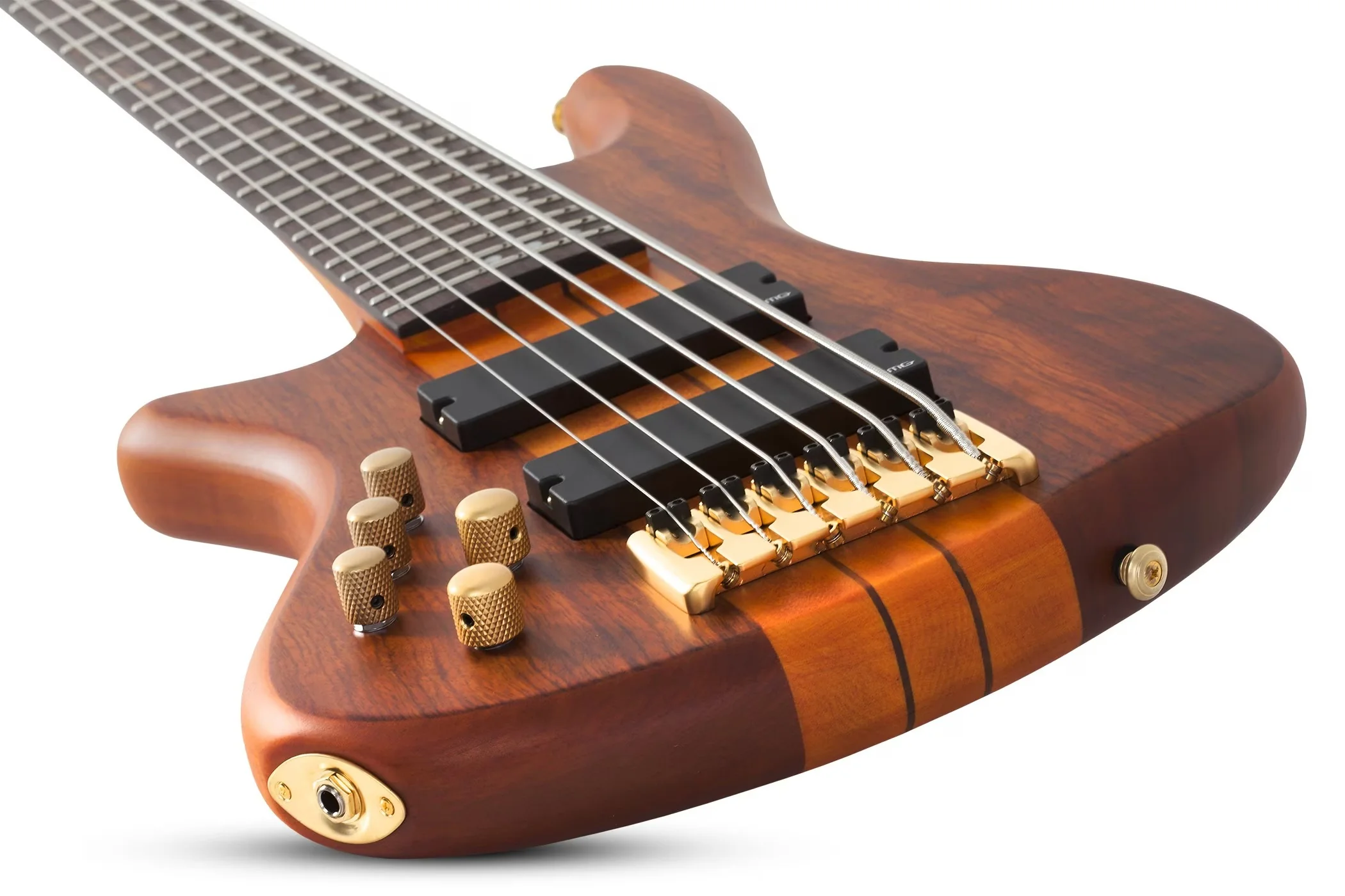 Schecter Stiletto Studio-6 Left-Handed Electric Bass Guitar - Honey Satin - Image 6