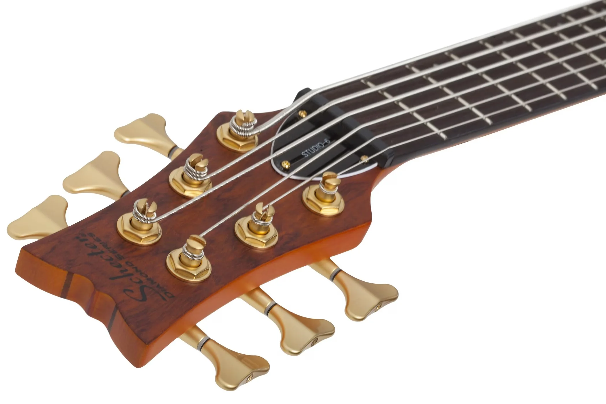 Schecter Stiletto Studio-6 Left-Handed Electric Bass Guitar - Honey Satin - Image 8