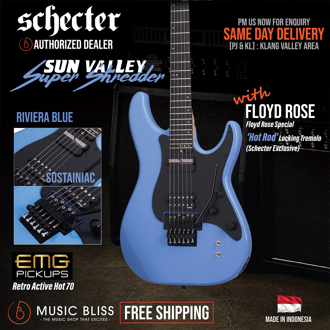 Schecter Sun Valley Super Shredder FR-S - Riviera Blue [MII]