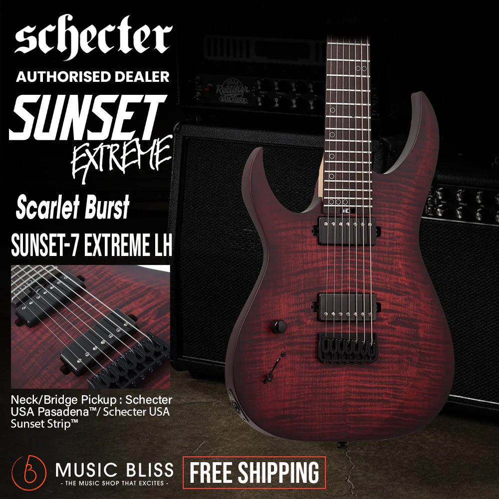 Schecter Sunset-7 Extreme Left-Handed Electric Guitar - Scarlet Burst