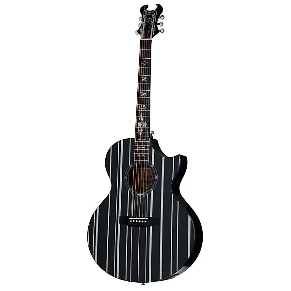 Schecter Synyster Gates SYN AC-GA SC Acoustic-electric Guitar - Gloss Black with Silver Pinstripes