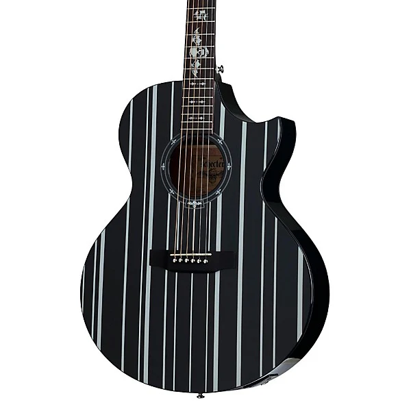 Schecter Synyster Gates SYN AC-GA SC Acoustic-electric Guitar - Gloss Black with Silver Pinstripes - Image 2
