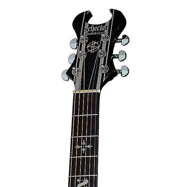 Schecter Synyster Gates SYN AC-GA SC Acoustic-electric Guitar - Gloss Black with Silver Pinstripes - Image 3