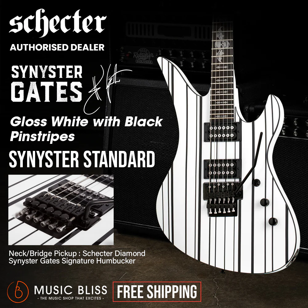 Schecter Synyster Standard - Gloss White with Black Pinstripes