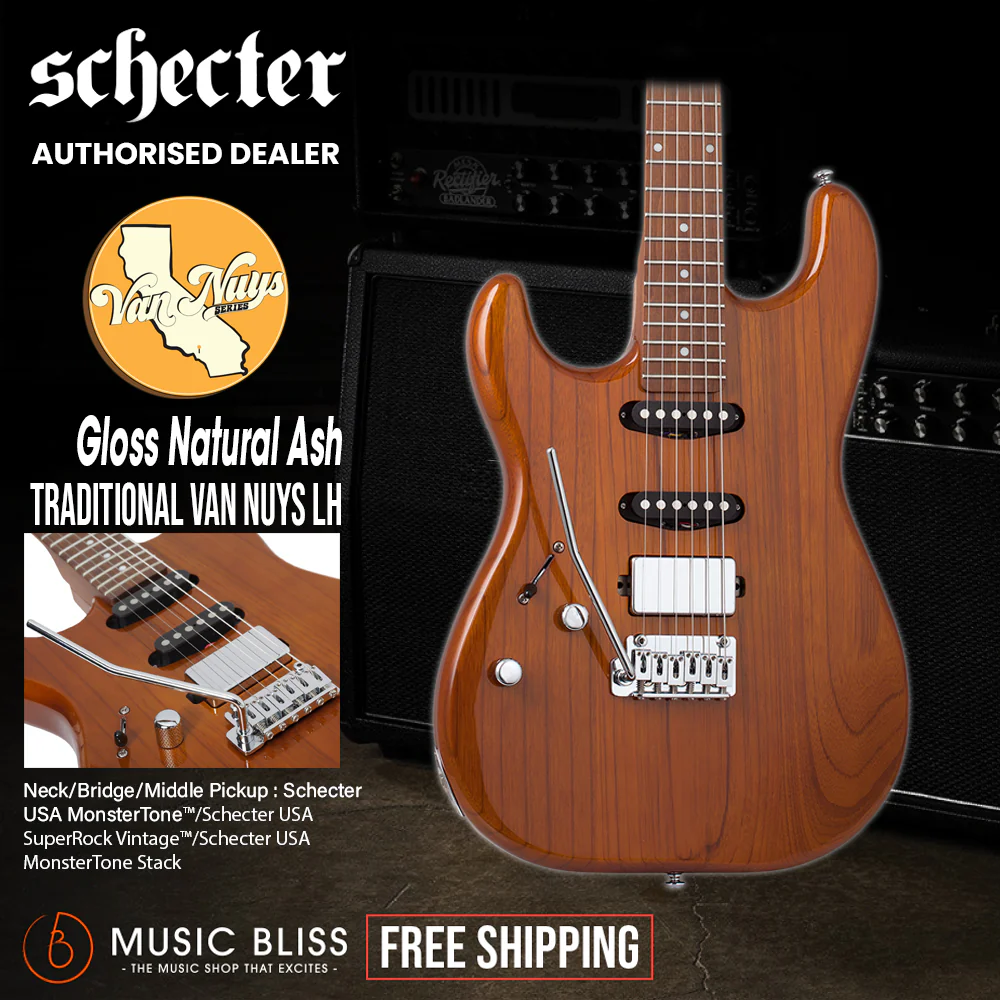 Schecter Traditional Van Nuys Left-Handed Electric Guitar - Gloss Natural Ash