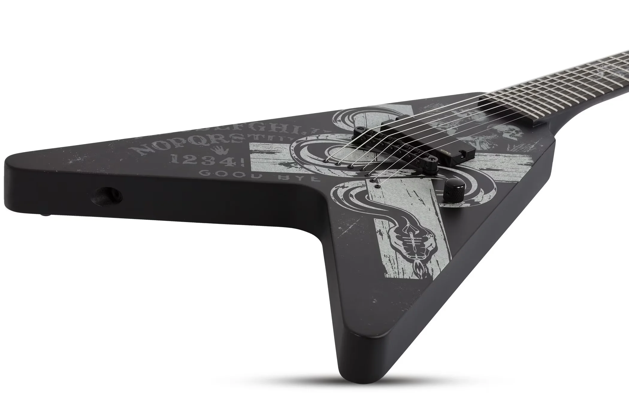 Schecter V-7 Chris Howorth Snake Cross Electric Guitar - Satin Black - Image 6