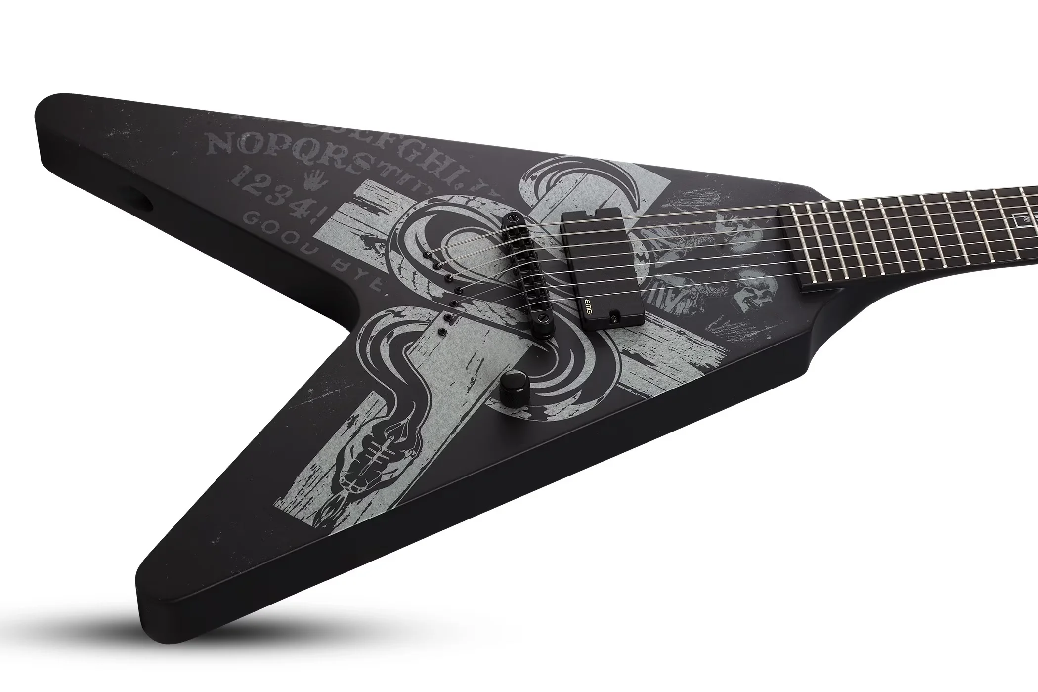 Schecter V-7 Chris Howorth Snake Cross Electric Guitar - Satin Black - Image 9