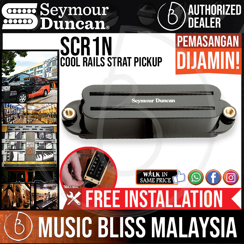 Seymour Duncan SCR-1N Cool Rails Strat Pickup - Black Neck [Free In-Store Installation]