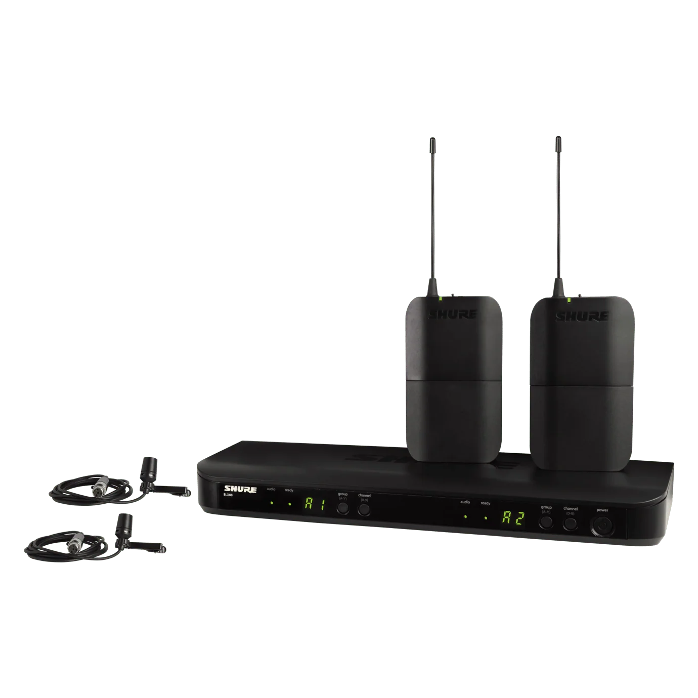 Shure BLX188/CVL Dual Channel Lavalier Wireless System, BLX88 Dual-Channel Wireless Receiver, BLX1 Bodypack Transmitter & CVL Lavalier Microphone - Image 4