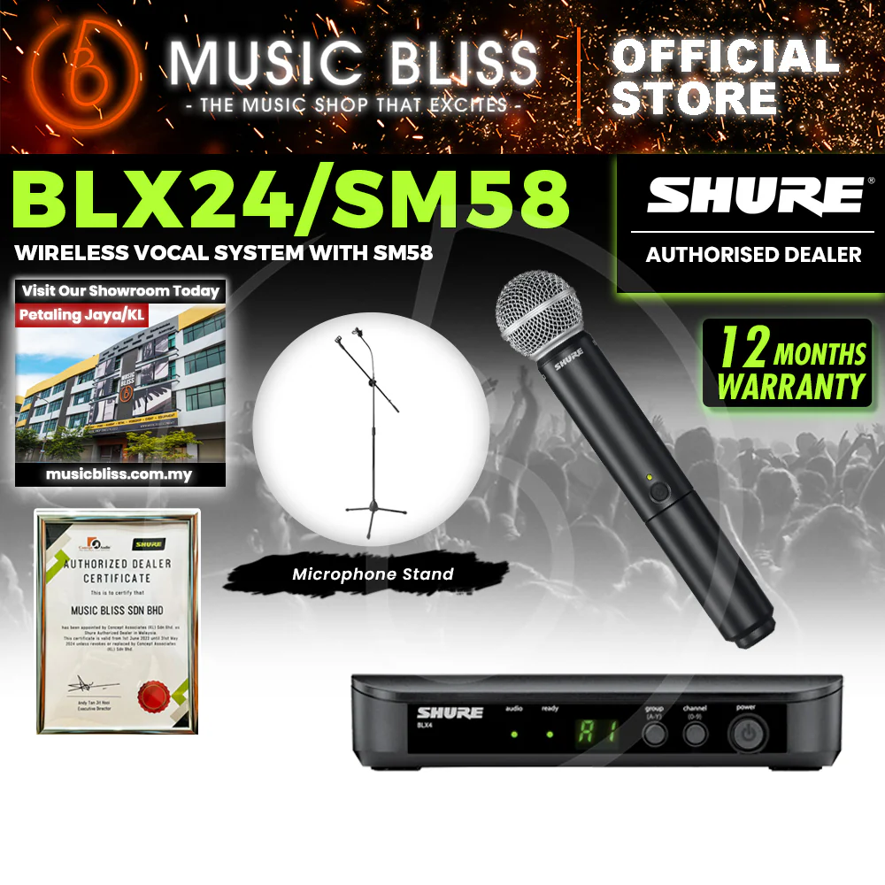 Shure BLX24/SM58 Handheld Wireless System, BLX4 Receiver & BLX2/SM58 Handheld Transmitter - Image 2